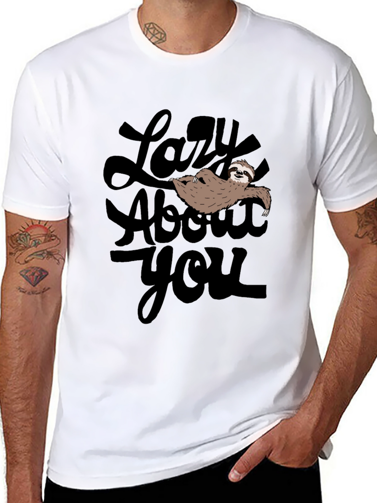 Lazy About You Sloth Graphic T-Shirt