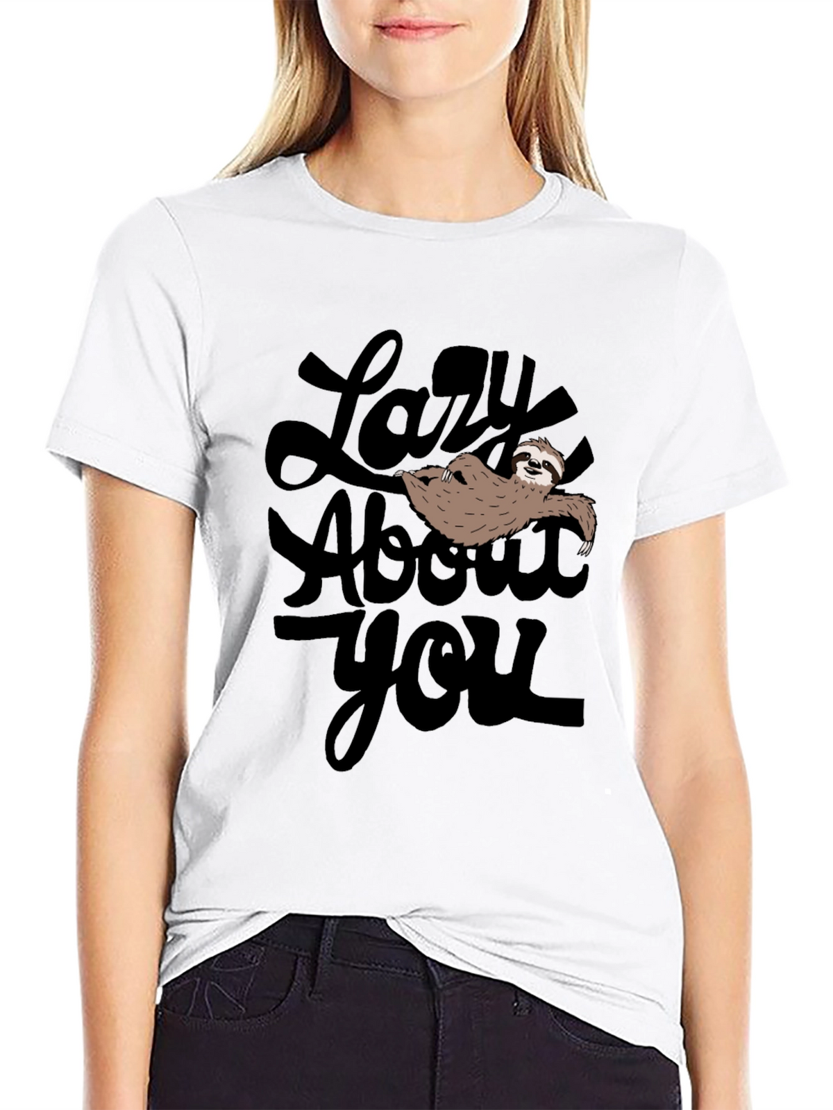 Lazy About You Sloth Graphic T-Shirt
