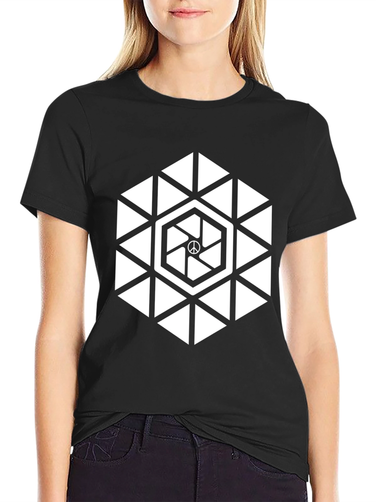 Geometric Peace Sign T-Shirt - Modern Graphic Tee