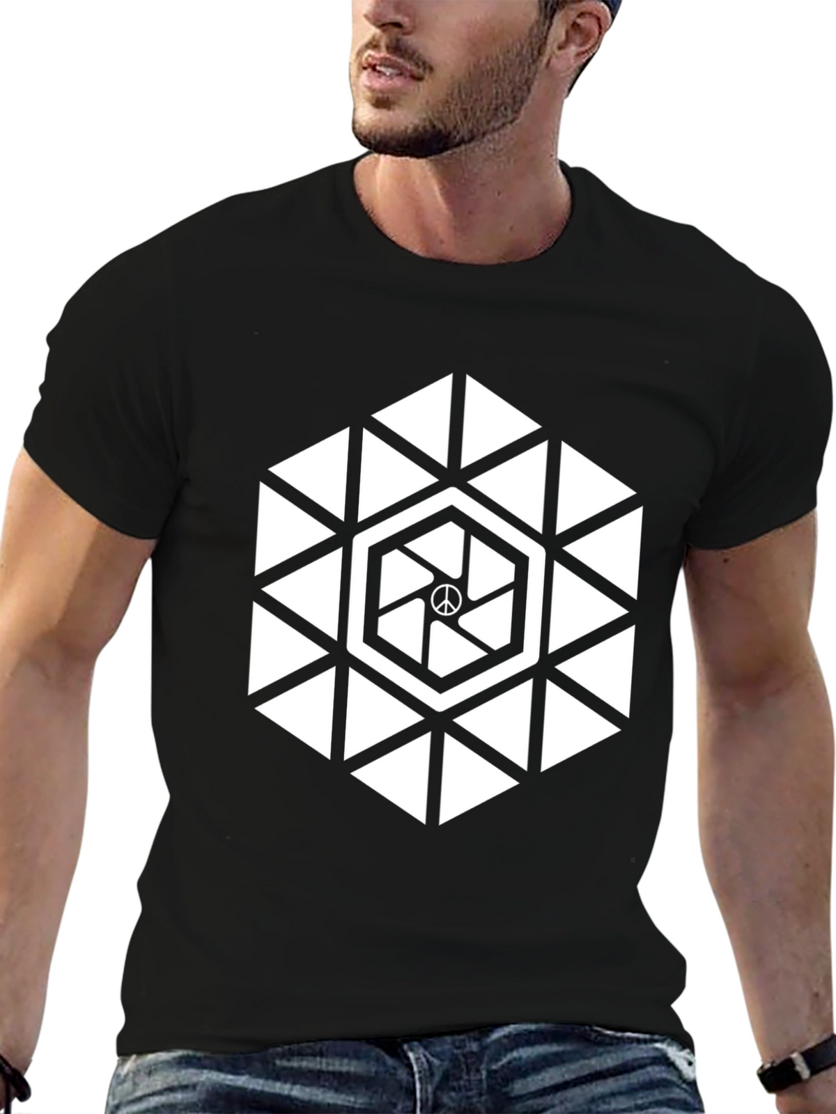 Geometric Peace Sign T-Shirt - Modern Graphic Tee