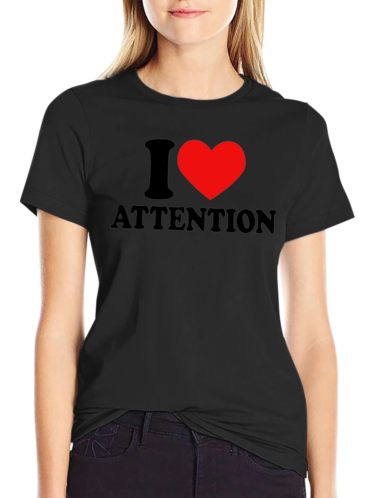 I Heart Attention Graphic Tee - Black Unisex T-Shirt