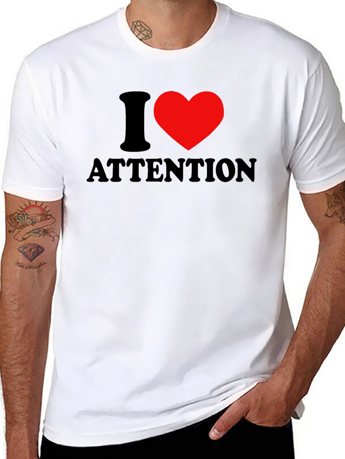 I Heart Attention Graphic Tee - Black Unisex T-Shirt