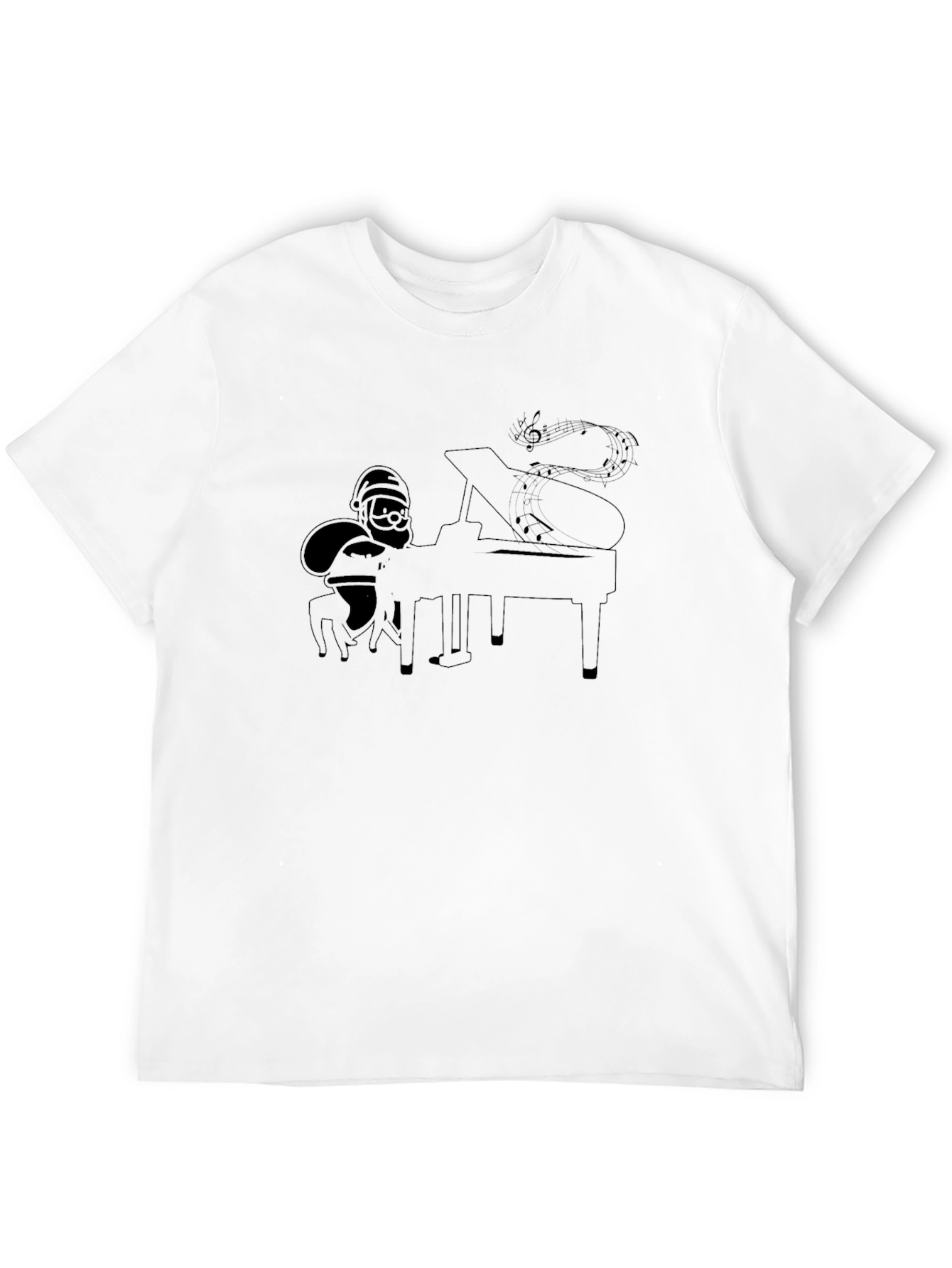 Santa Playing Piano Graphic Tee - Black