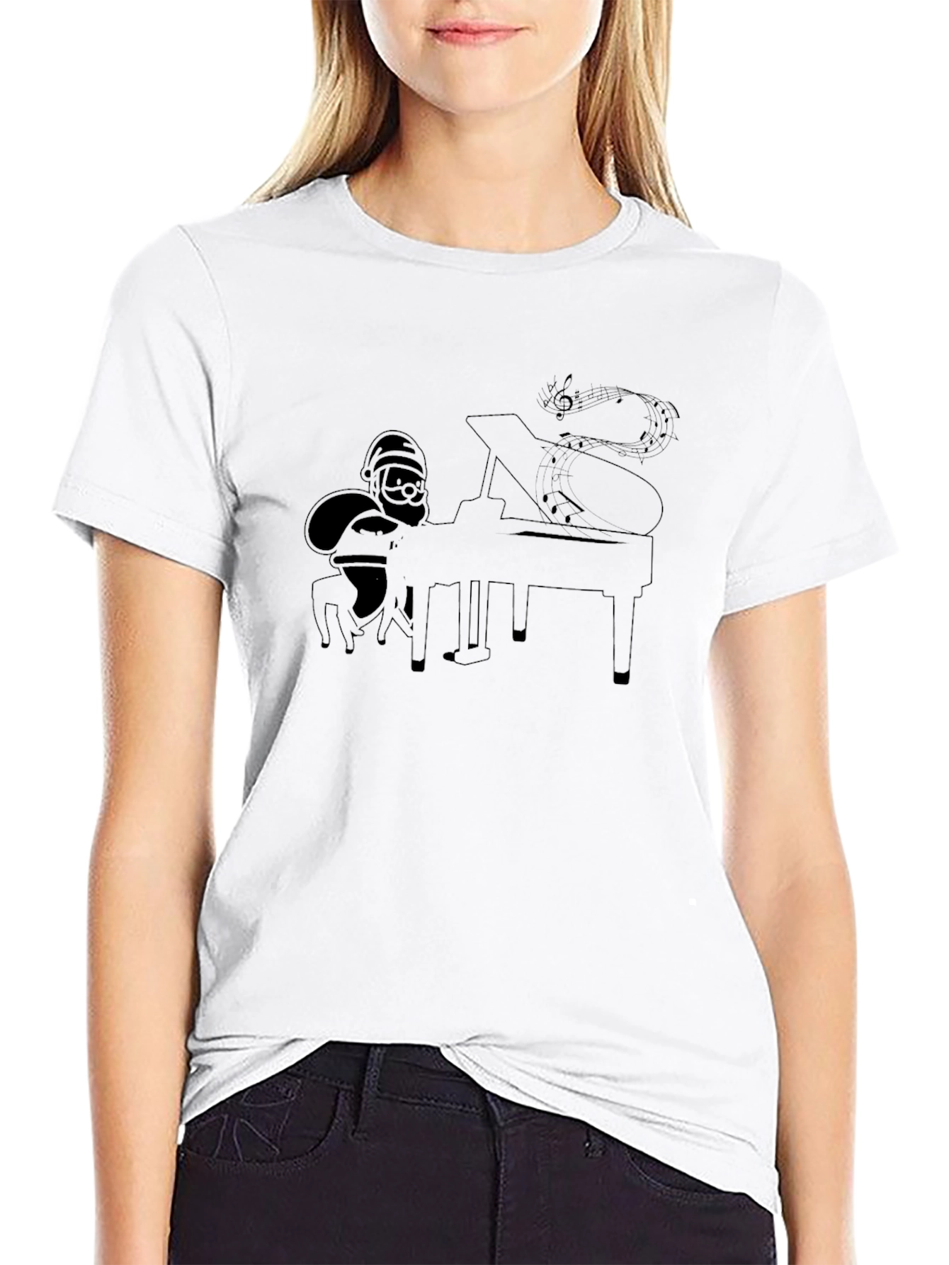 Santa Playing Piano Graphic Tee - Black