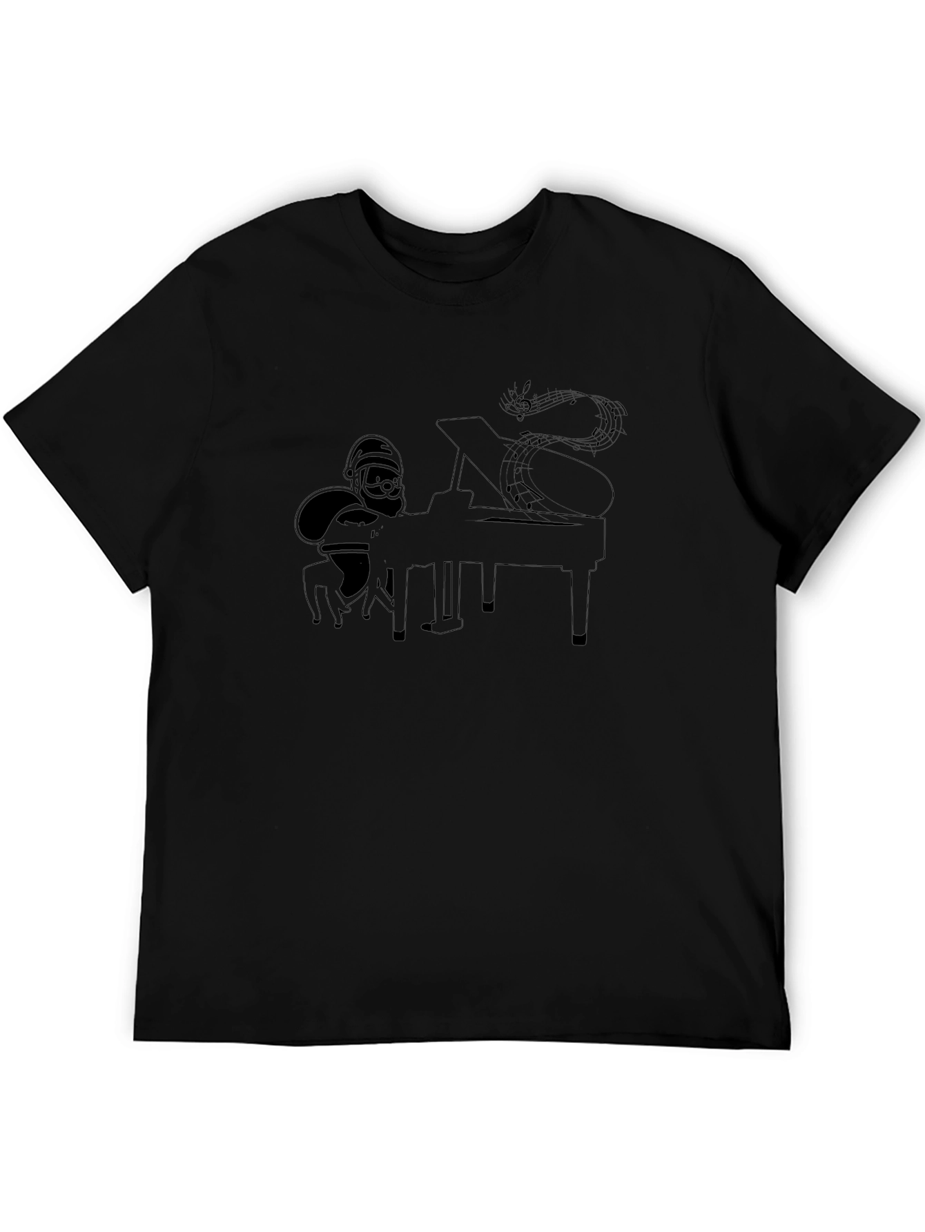 Santa Playing Piano Graphic Tee - Black