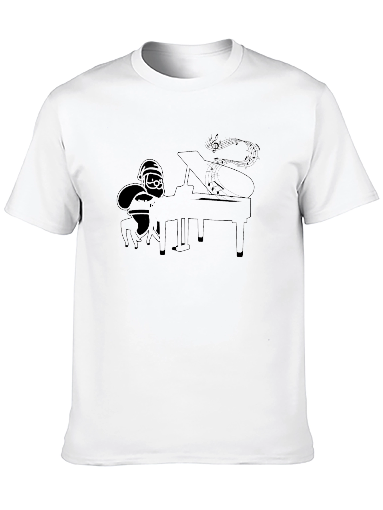 Santa Playing Piano Graphic Tee - Black