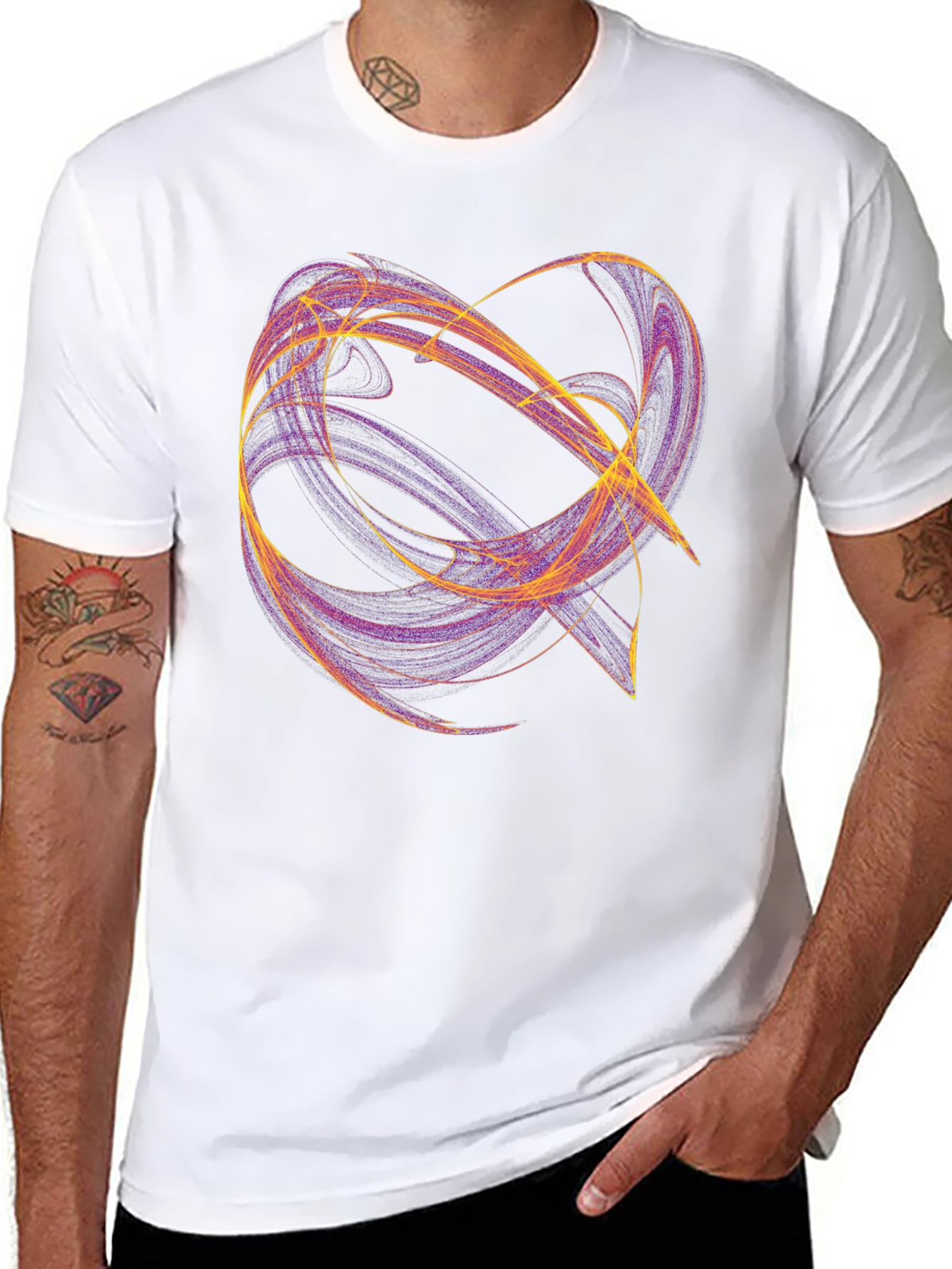 Abstract Swirl Graphic Tee - Black Cotton T-Shirt