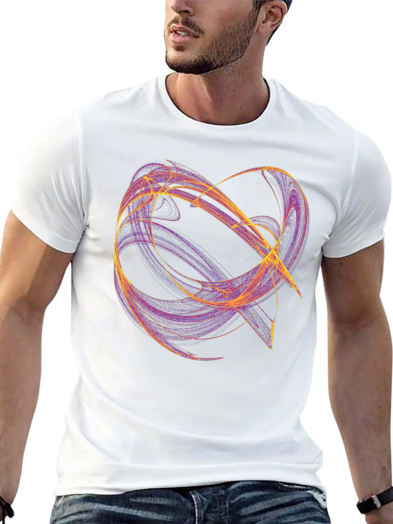 Abstract Swirl Graphic Tee - Black Cotton T-Shirt
