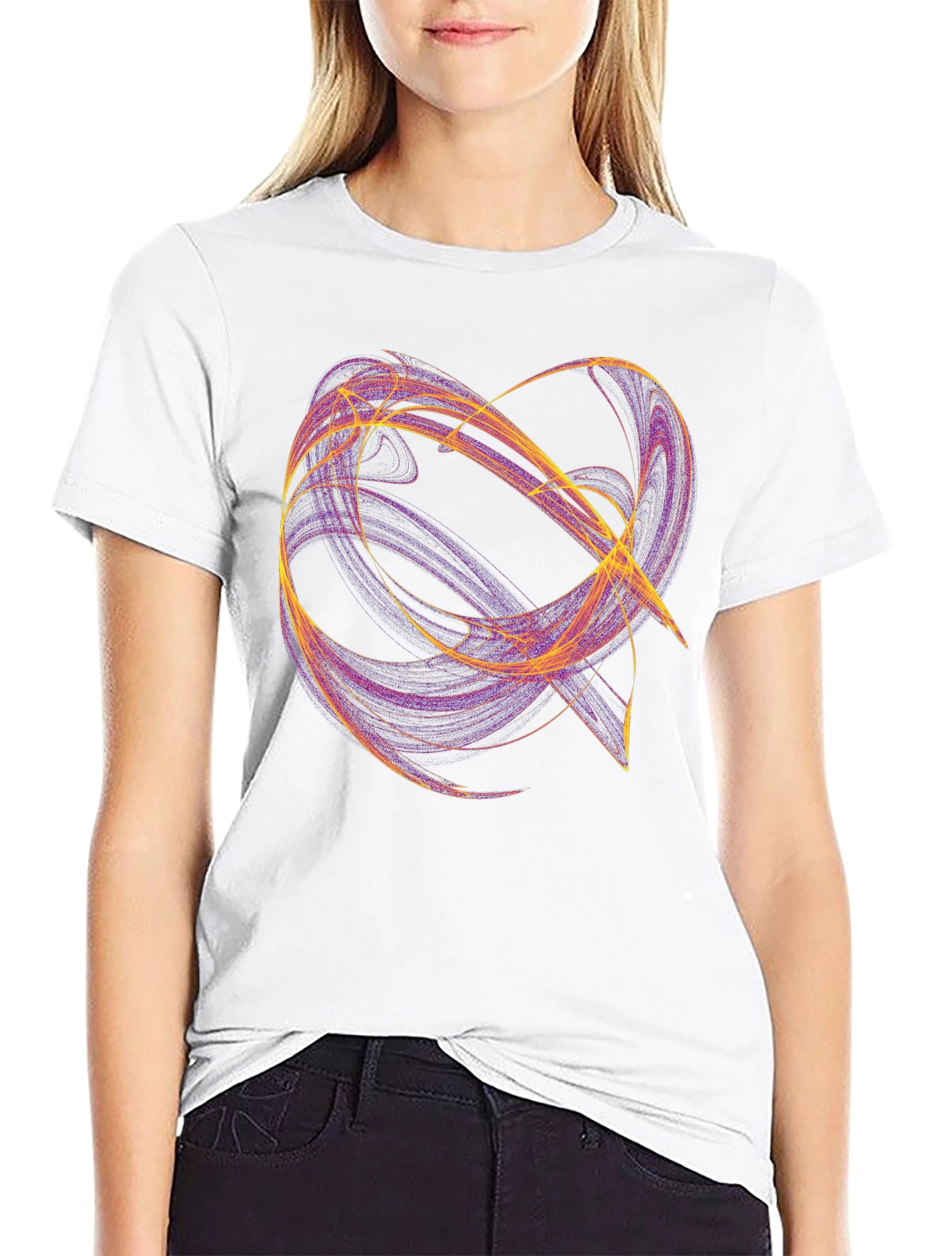 Abstract Swirl Graphic Tee - Black Cotton T-Shirt