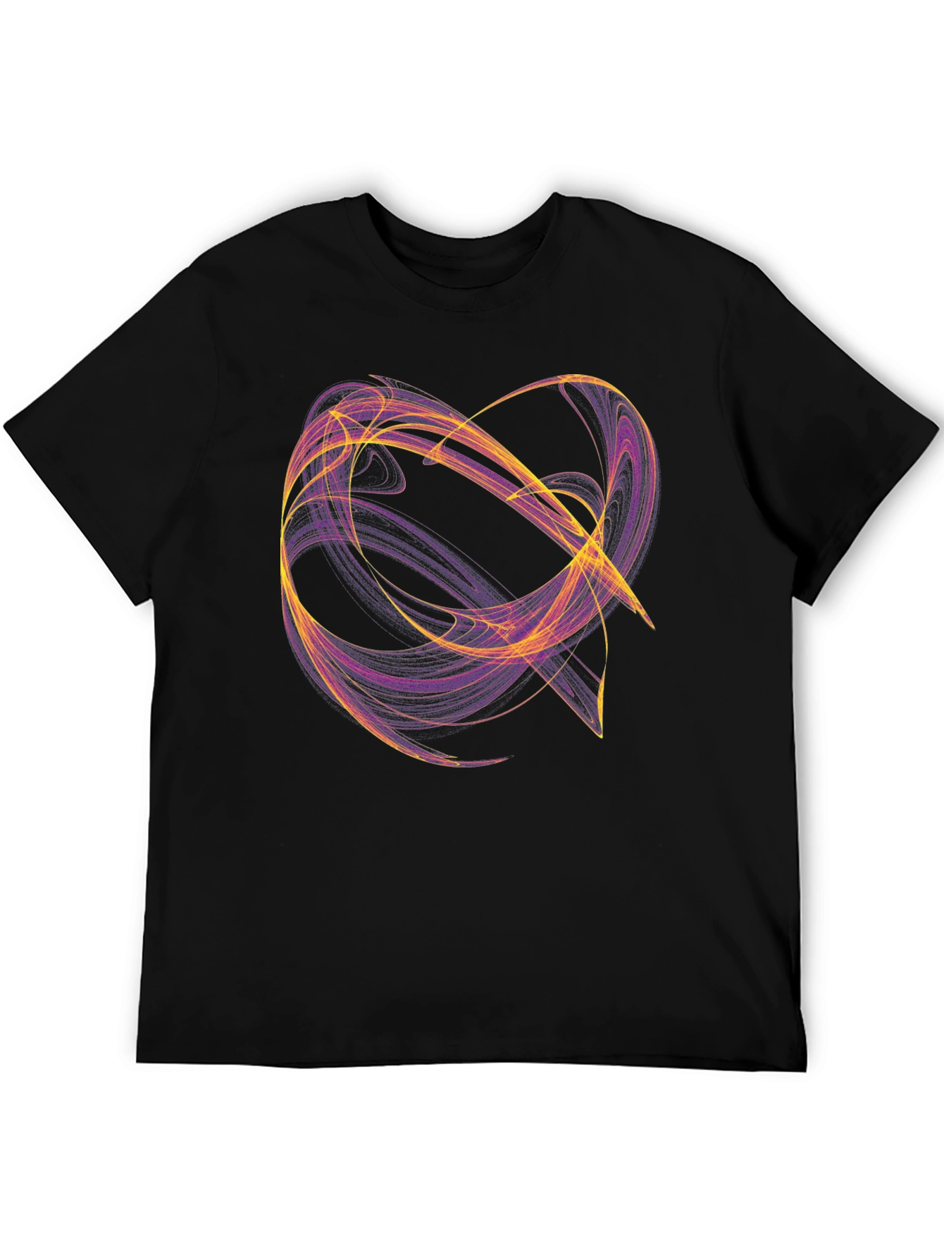 Abstract Swirl Graphic Tee - Black Cotton T-Shirt