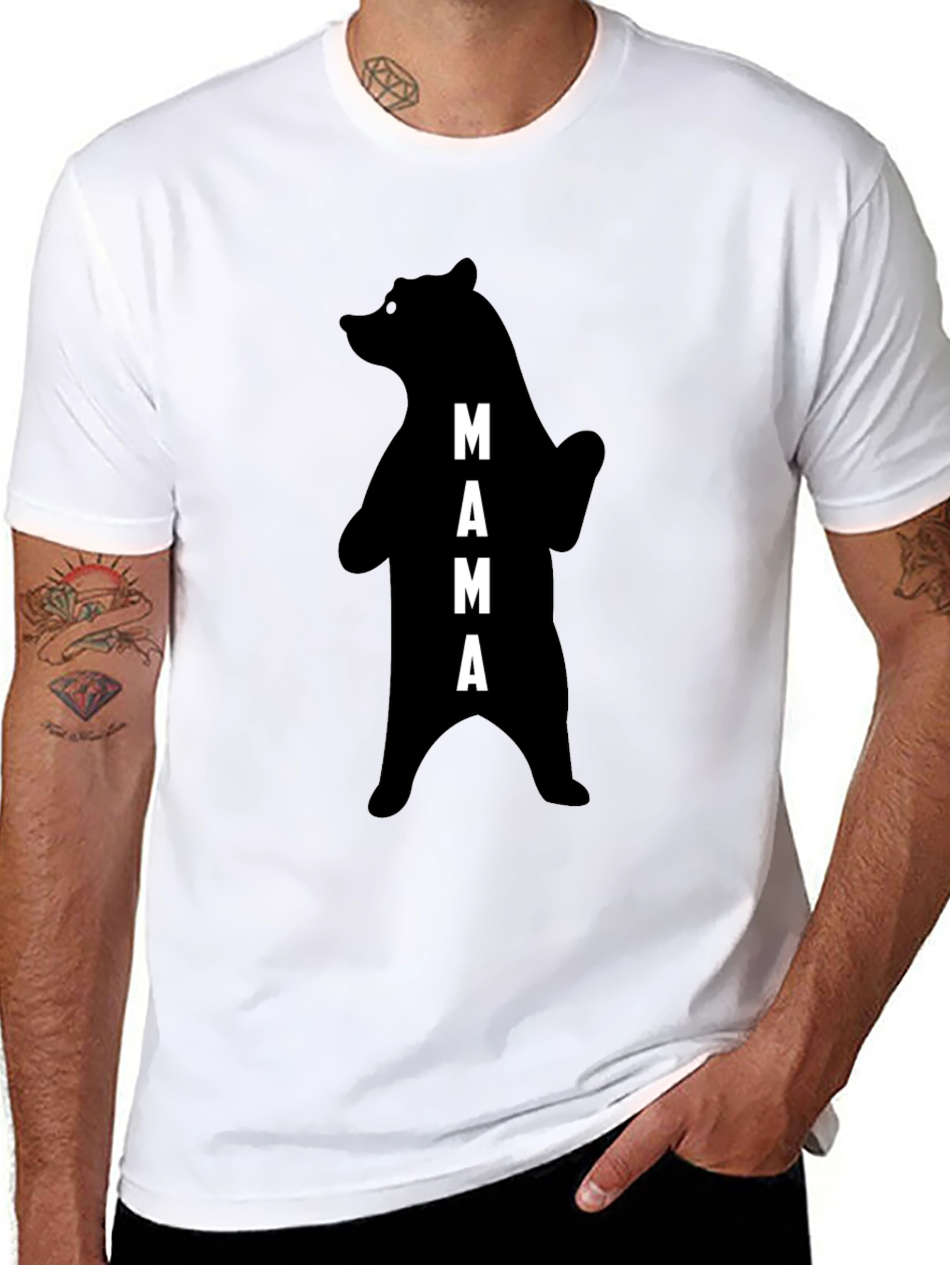 Mama Bear Graphic Tee - Black Cotton T-Shirt
