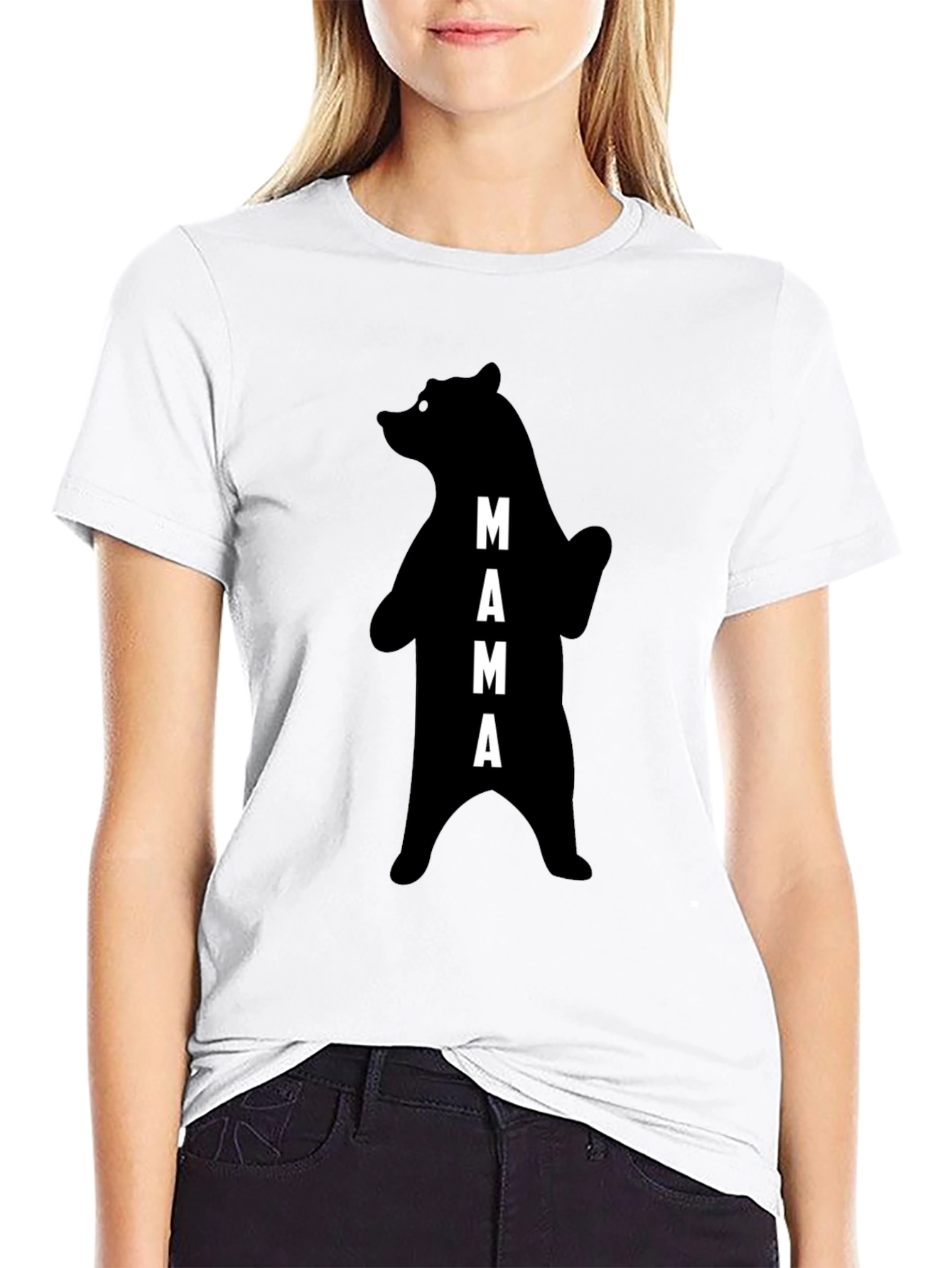 Mama Bear Graphic Tee - Black Cotton T-Shirt
