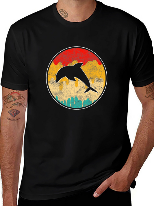Retro Dolphin Sunset T-Shirt - Classic Design