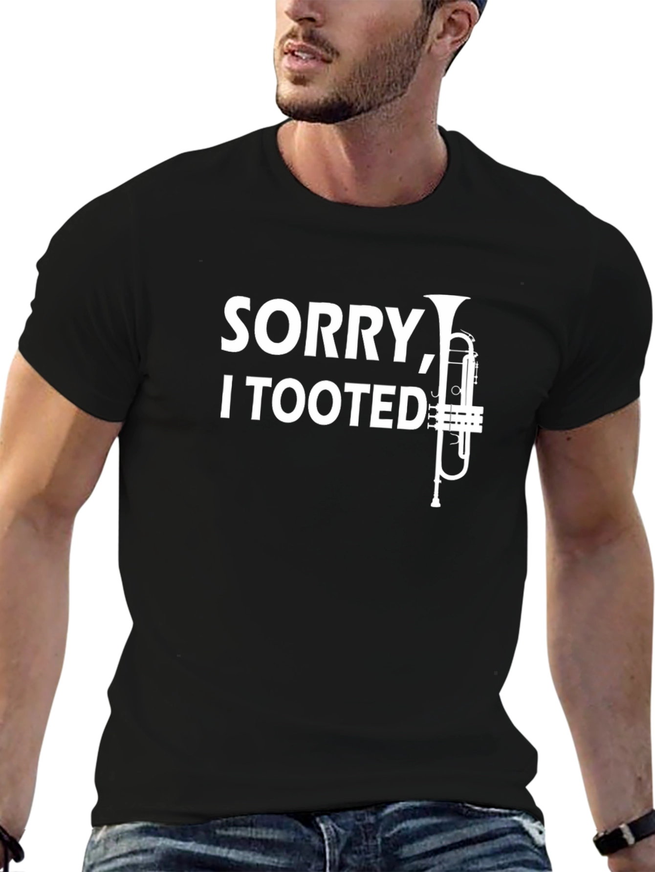 Sorry I Tooted Trumpet Black T-Shirt
