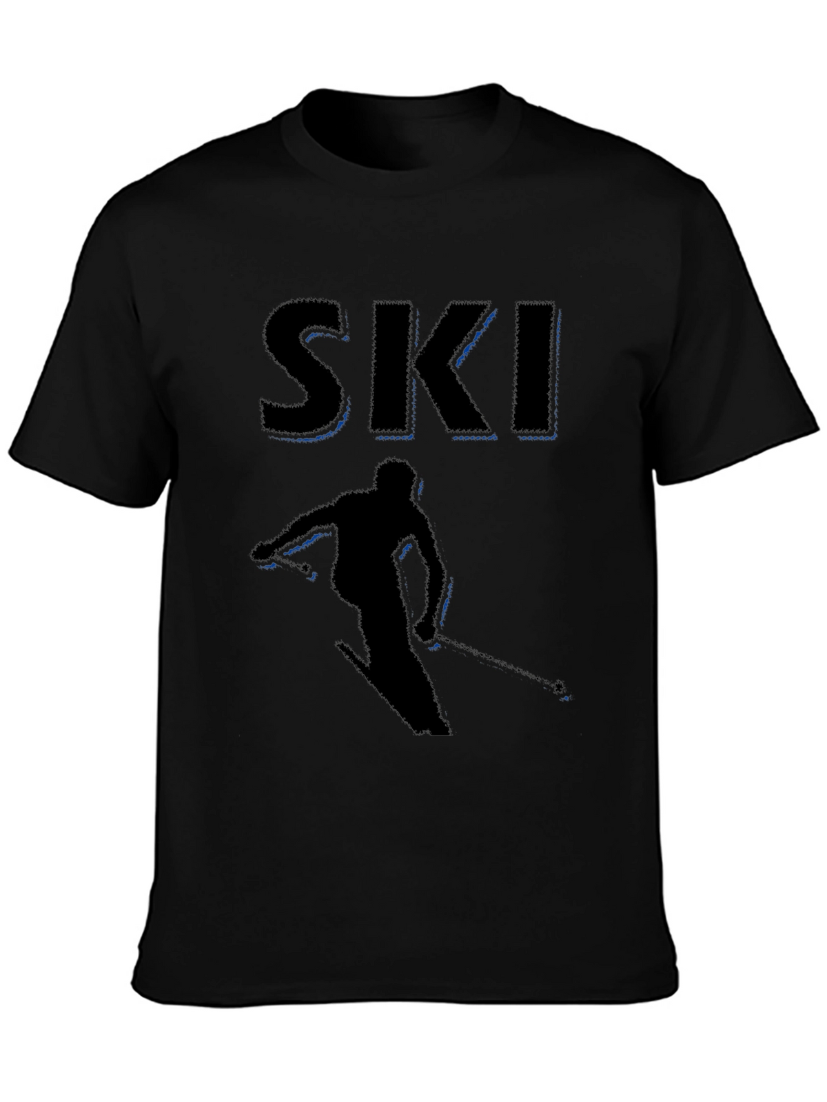 Mens Black Ski Graphic T-Shirt