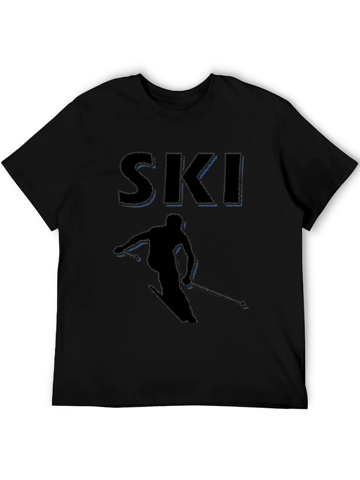 Mens Black Ski Graphic T-Shirt