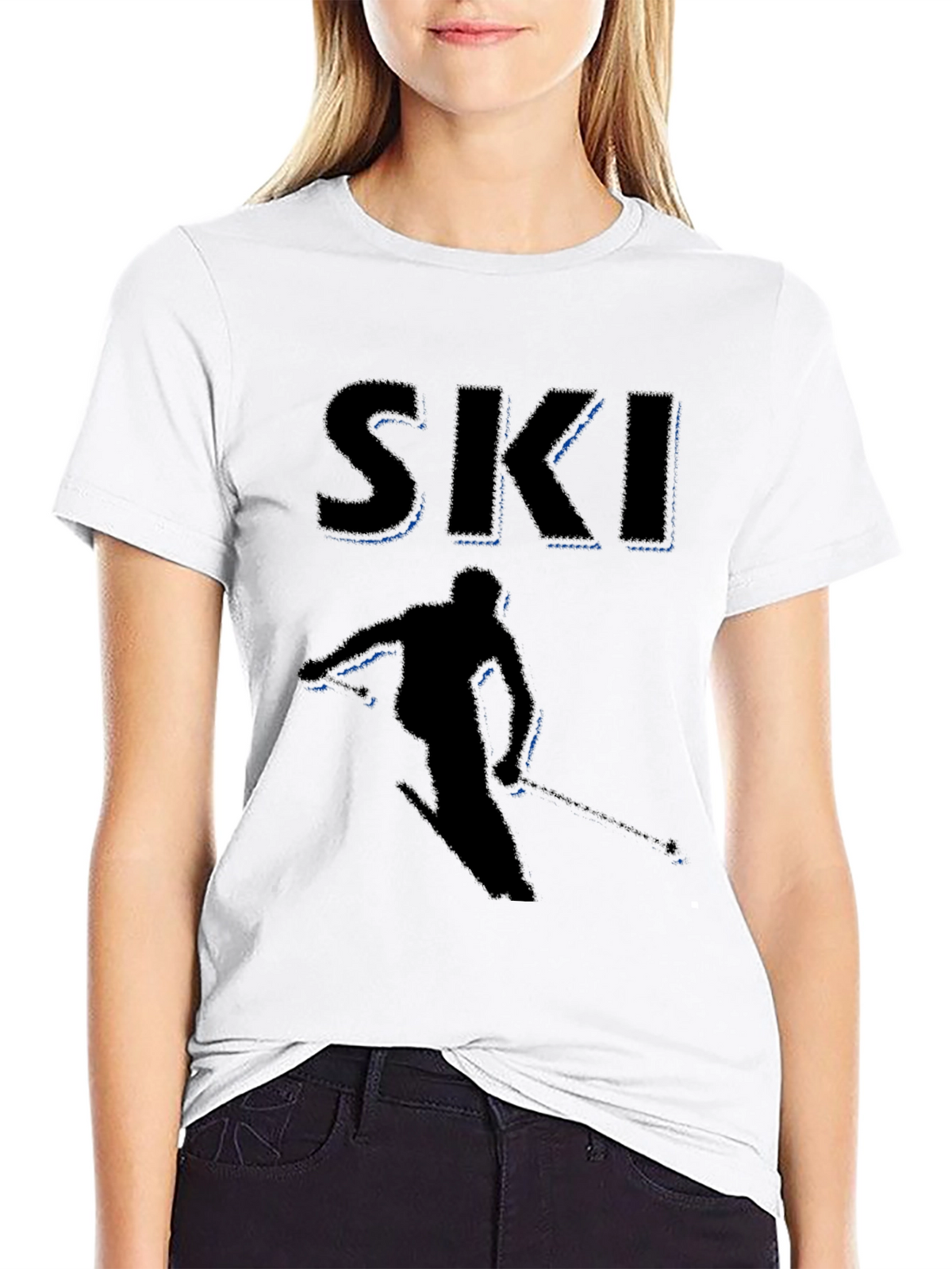 Mens Black Ski Graphic T-Shirt