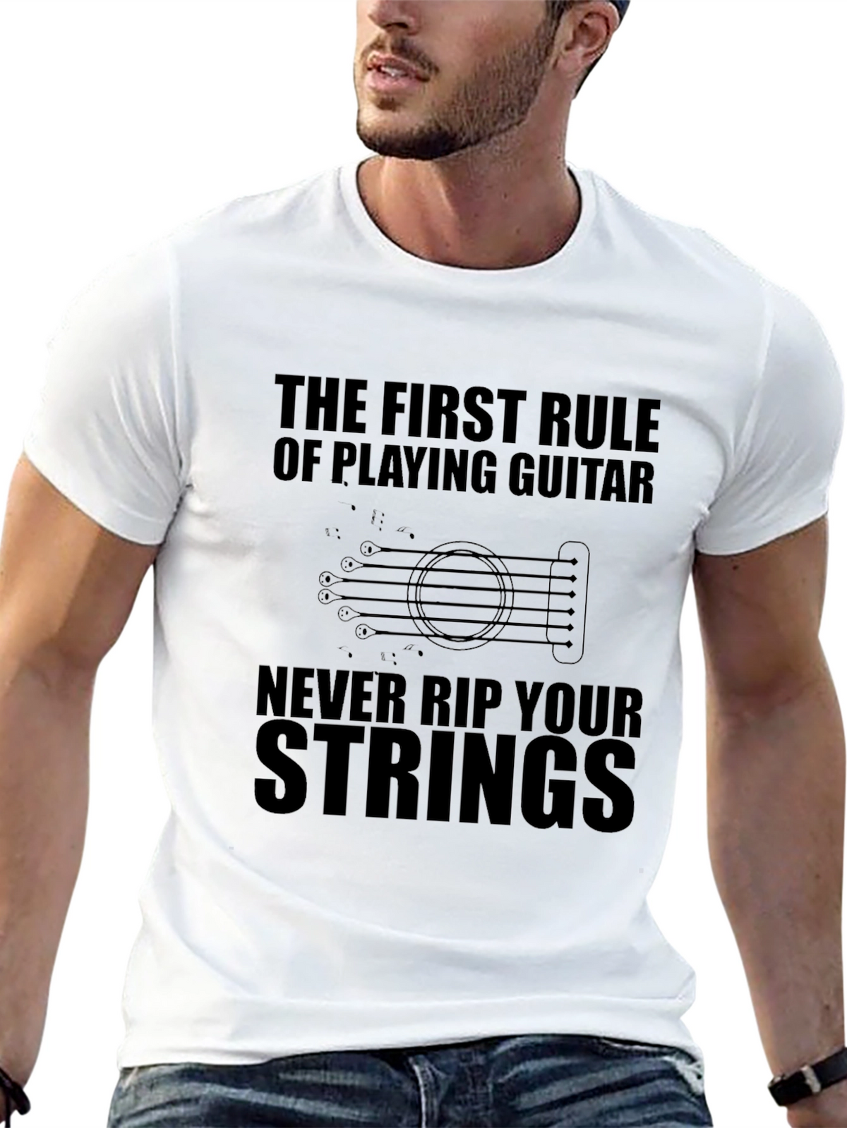 Guitar Player Rule T-Shirt - Never Rip Your Strings