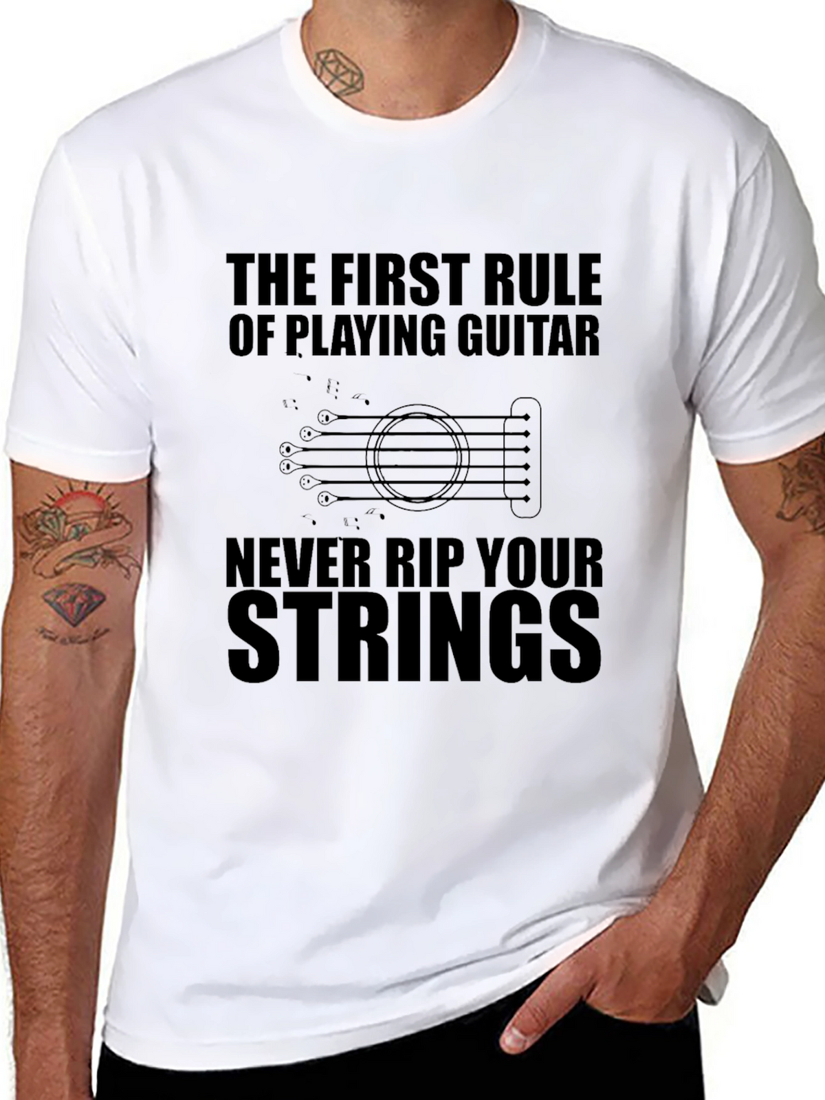 Guitar Player Rule T-Shirt - Never Rip Your Strings