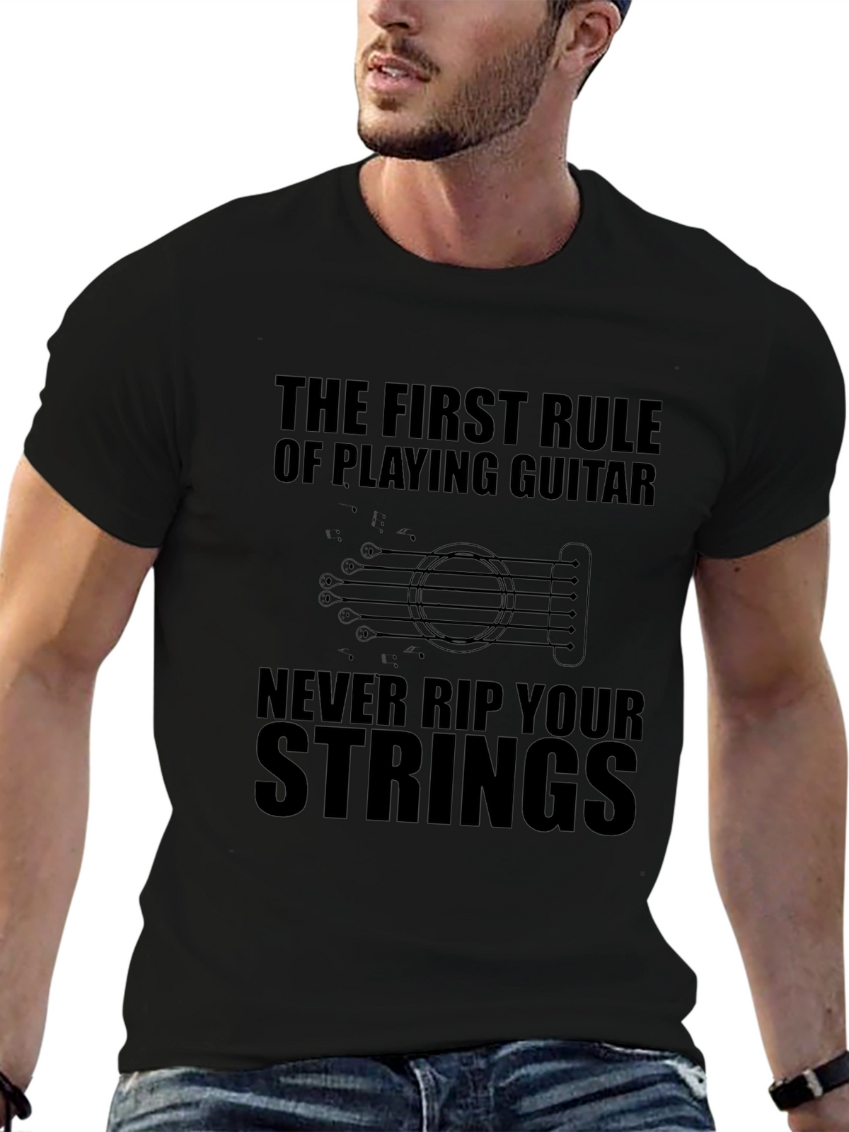 Guitar Player Rule T-Shirt - Never Rip Your Strings