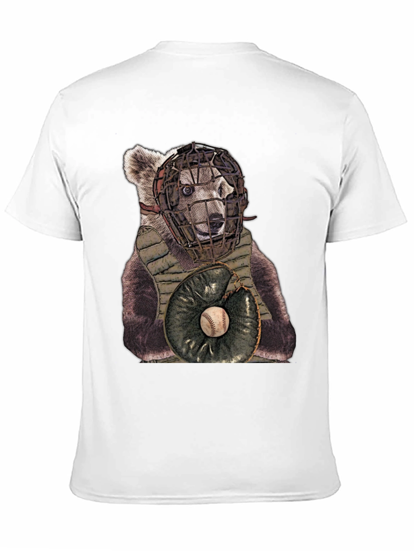 Bear Catcher T-Shirt - Novelty Baseball Tee