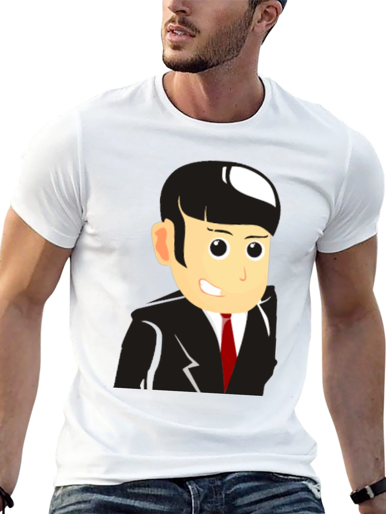 Cartoon Businessman Black T-Shirt