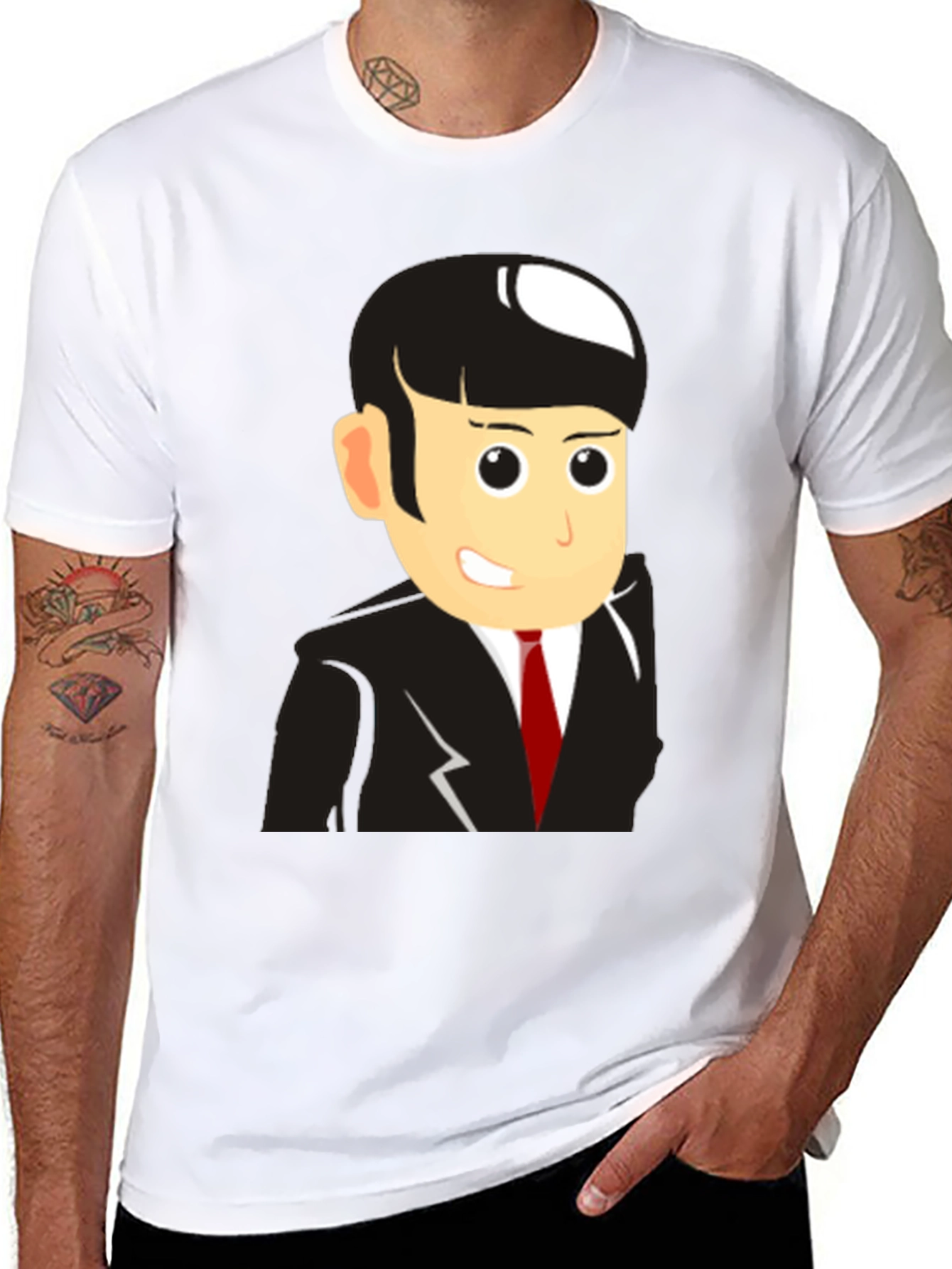 Cartoon Businessman Black T-Shirt