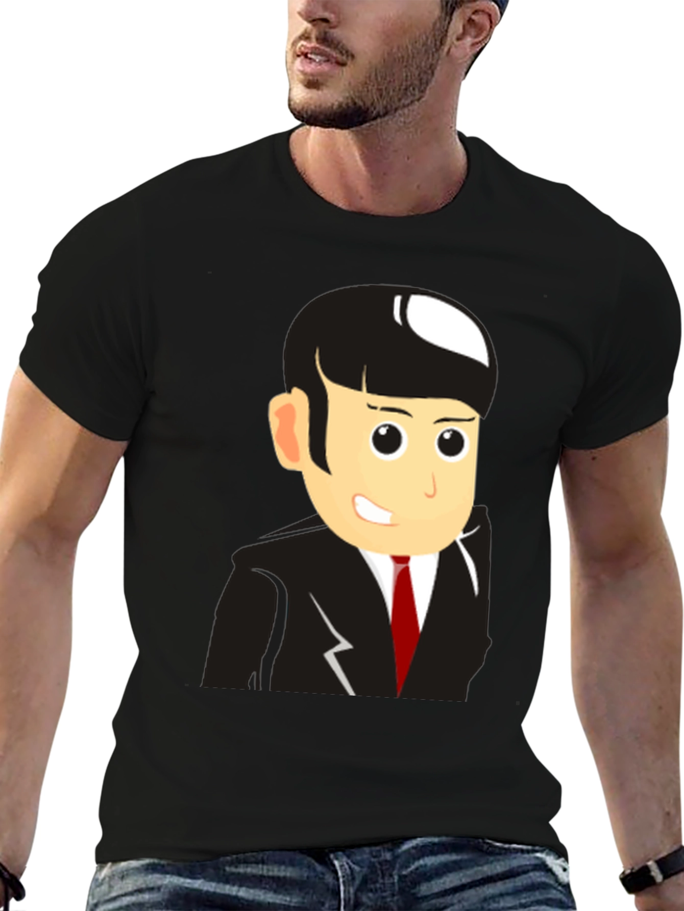 Cartoon Businessman Black T-Shirt