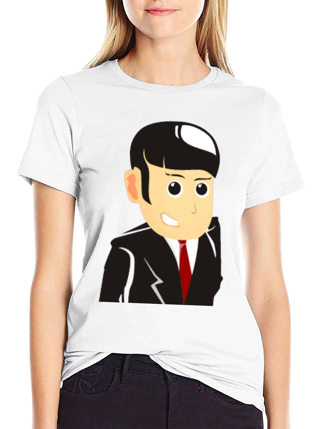 Cartoon Businessman Black T-Shirt