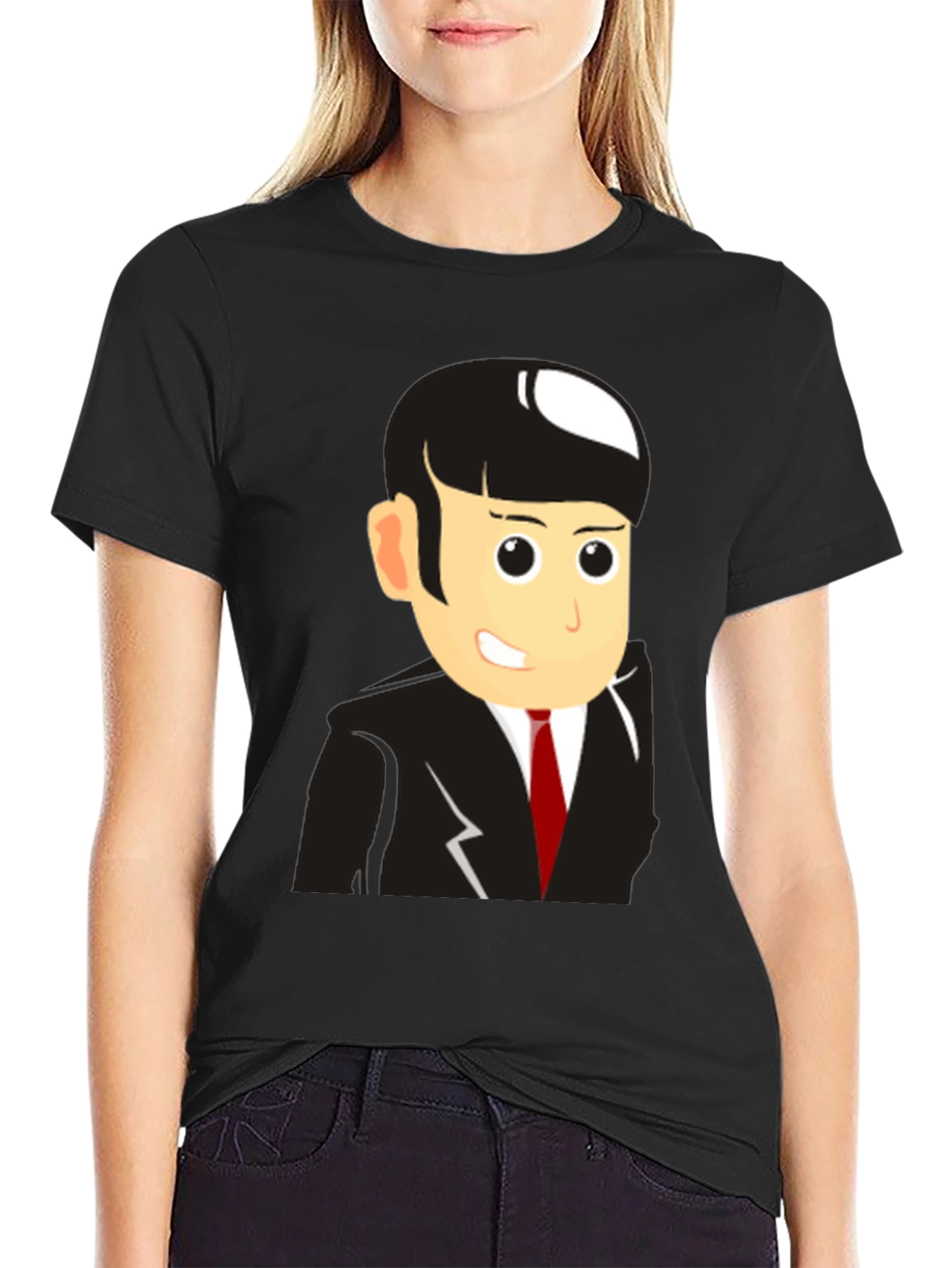 Cartoon Businessman Black T-Shirt