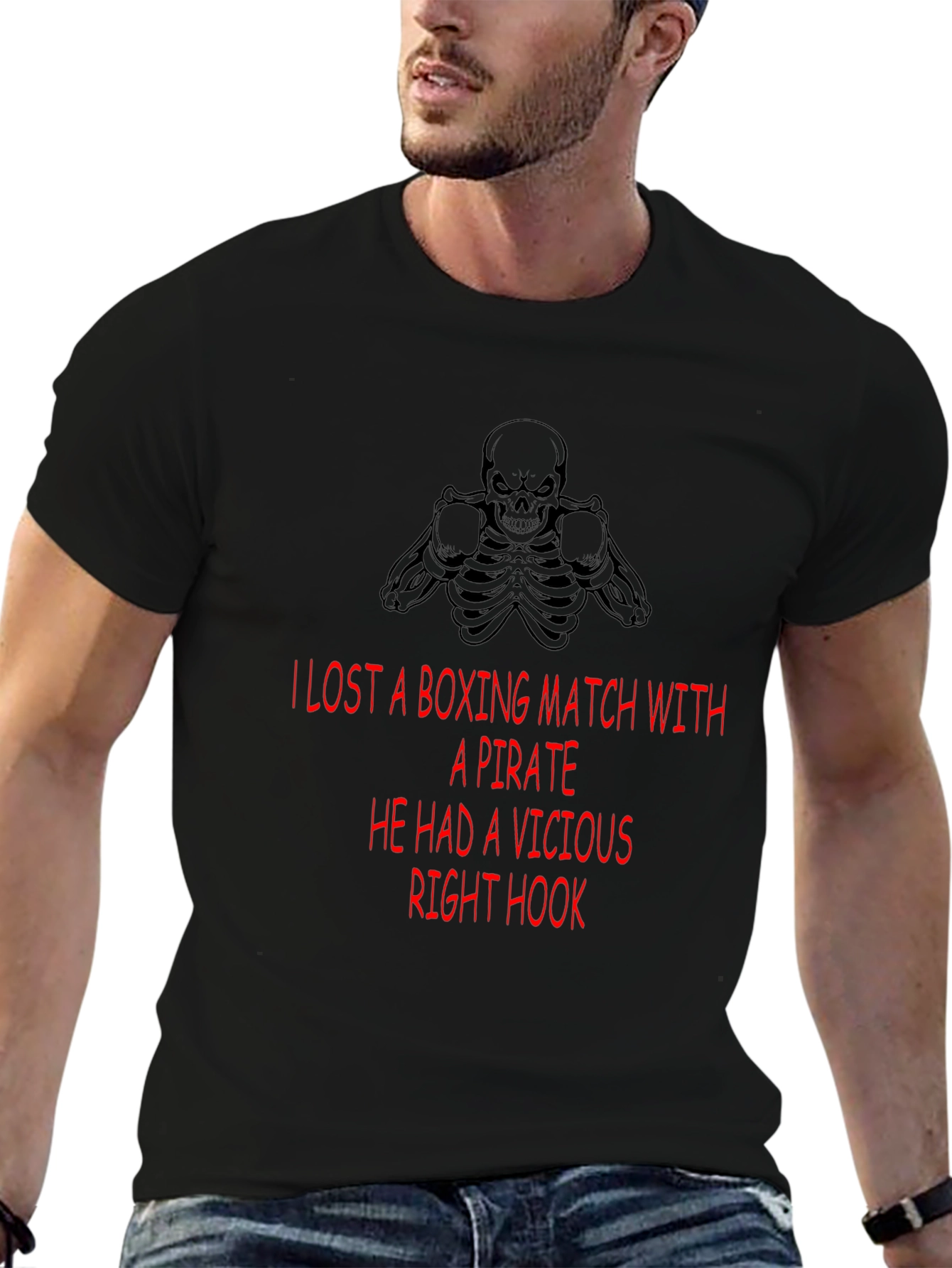 Boxing Pirate Hook T-Shirt - Black Graphic Tee