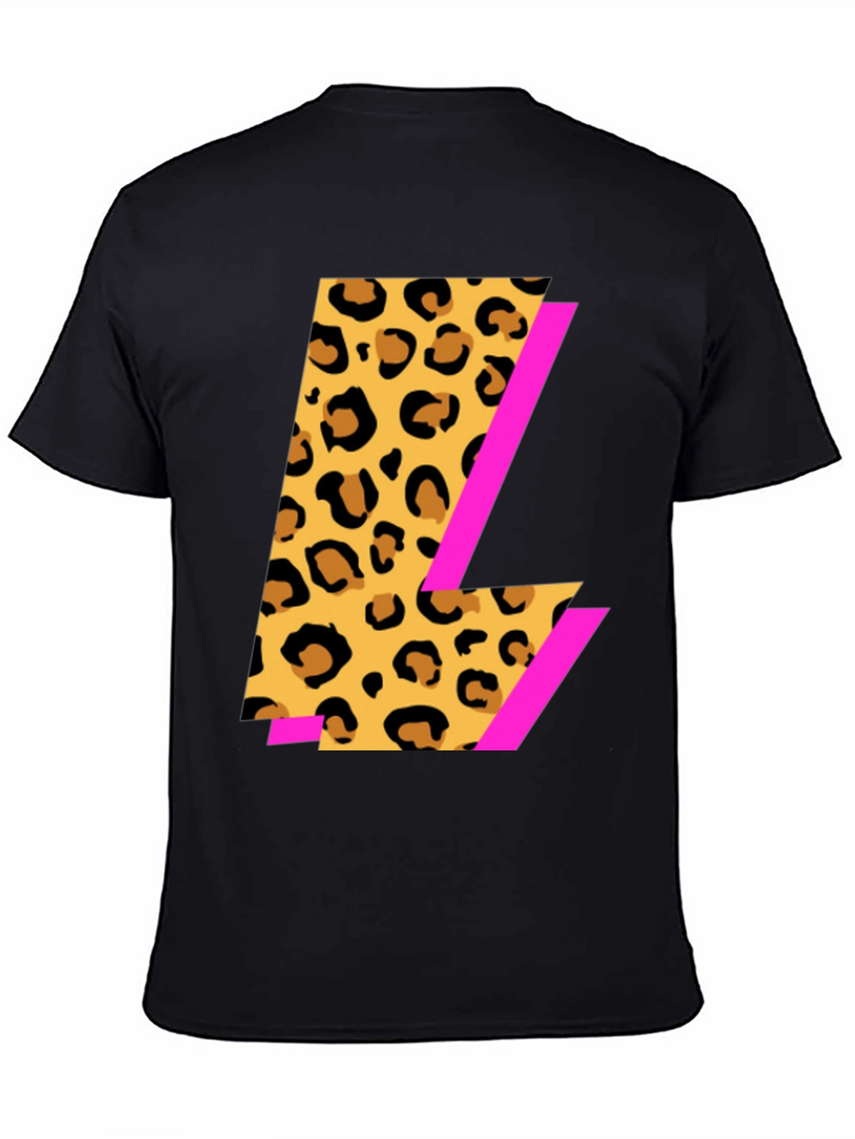 Leopard Print L Graphic Black T-Shirt