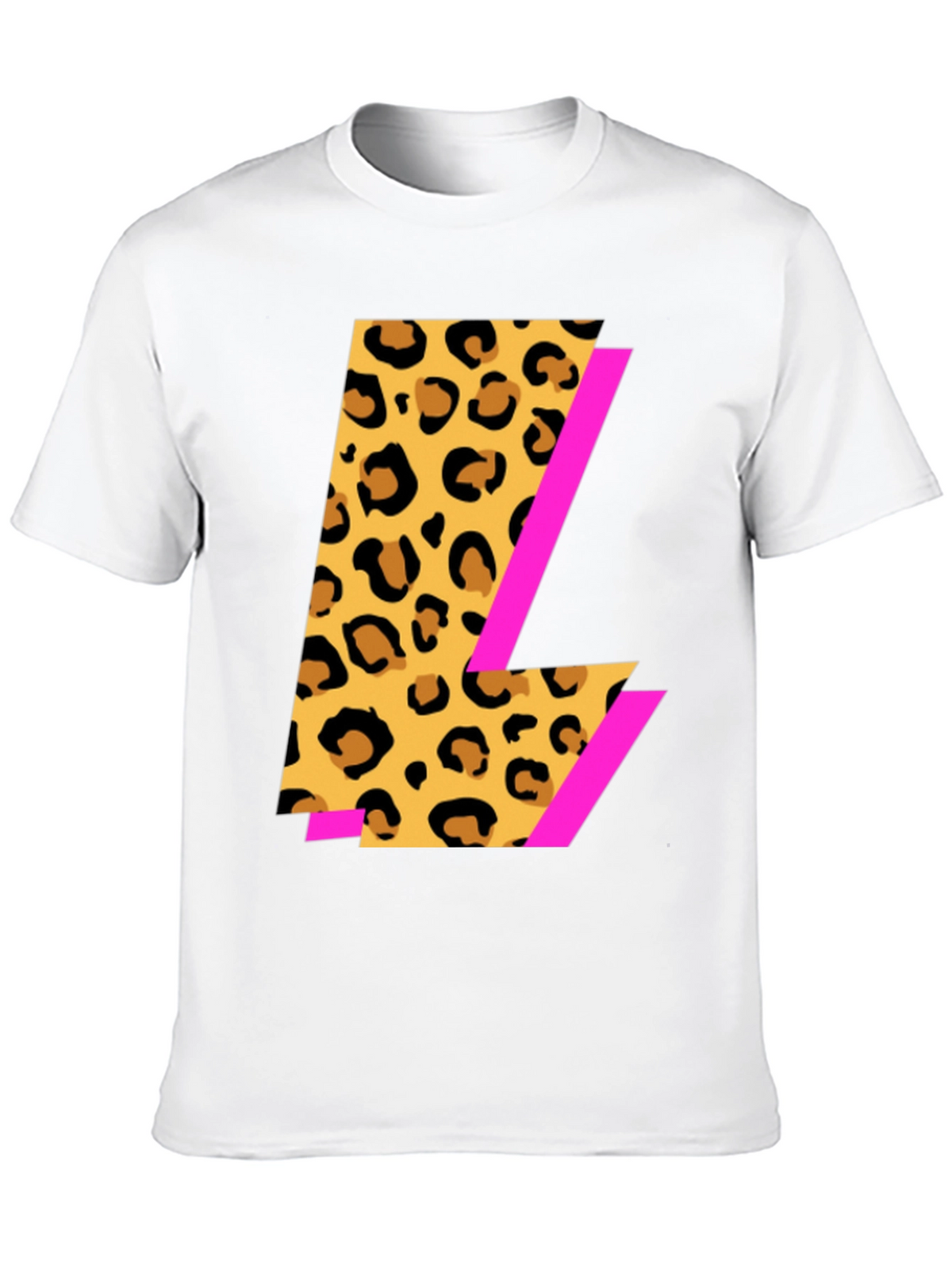 Leopard Print L Graphic Black T-Shirt