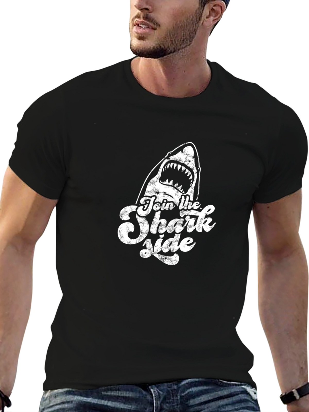 Join the Shark Side Mens Black T-Shirt