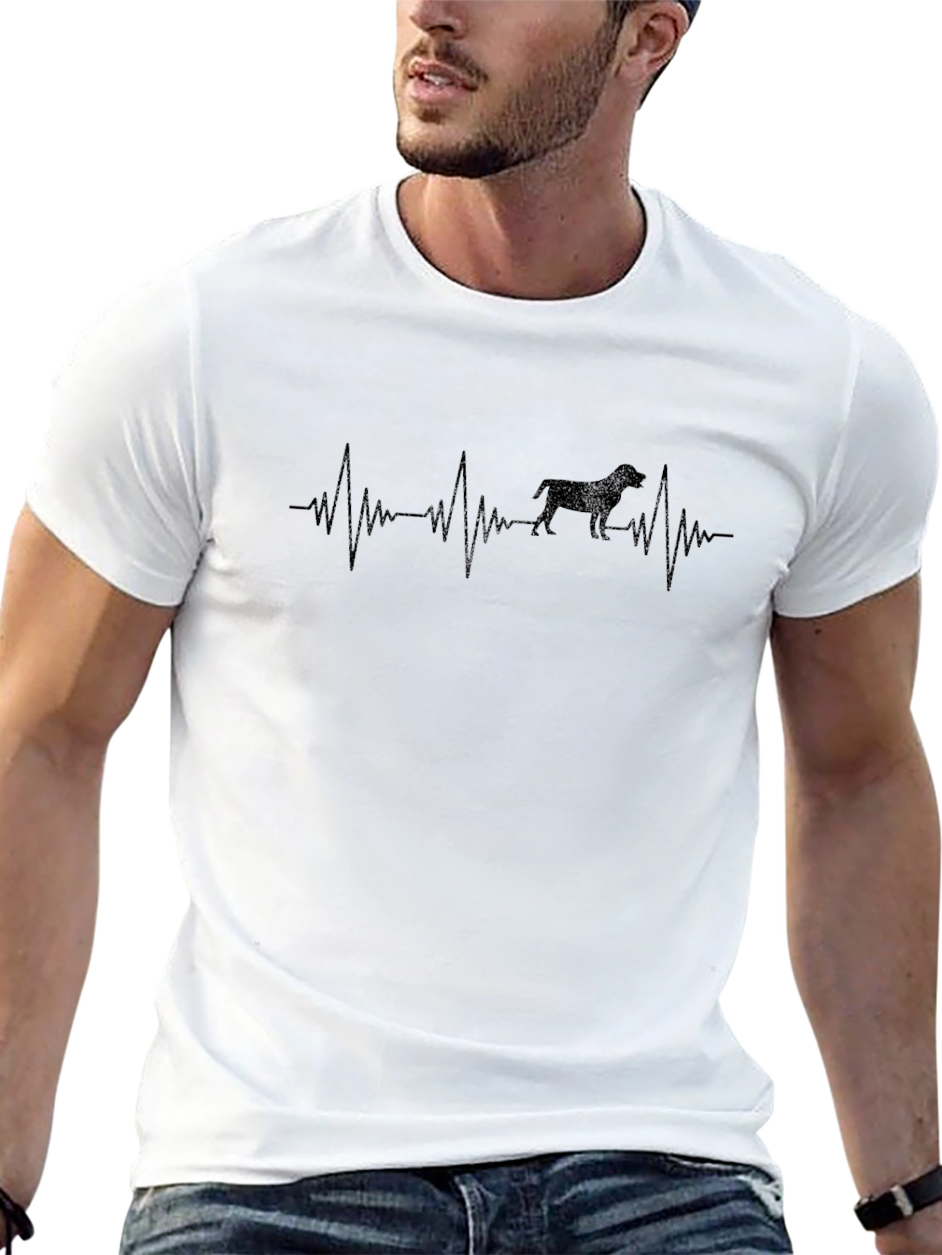 Dog Heartbeat T-Shirt - Mens Black Tee