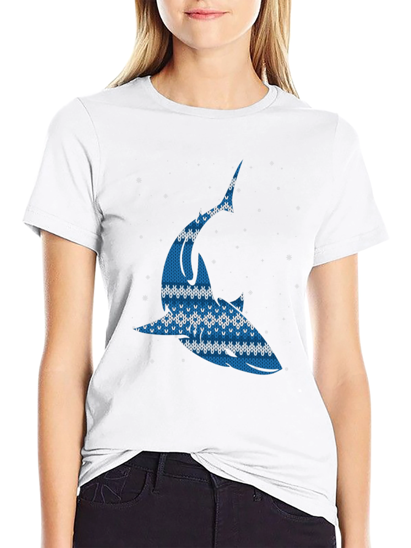 Ugly Christmas Sweater Shark Graphic Tee