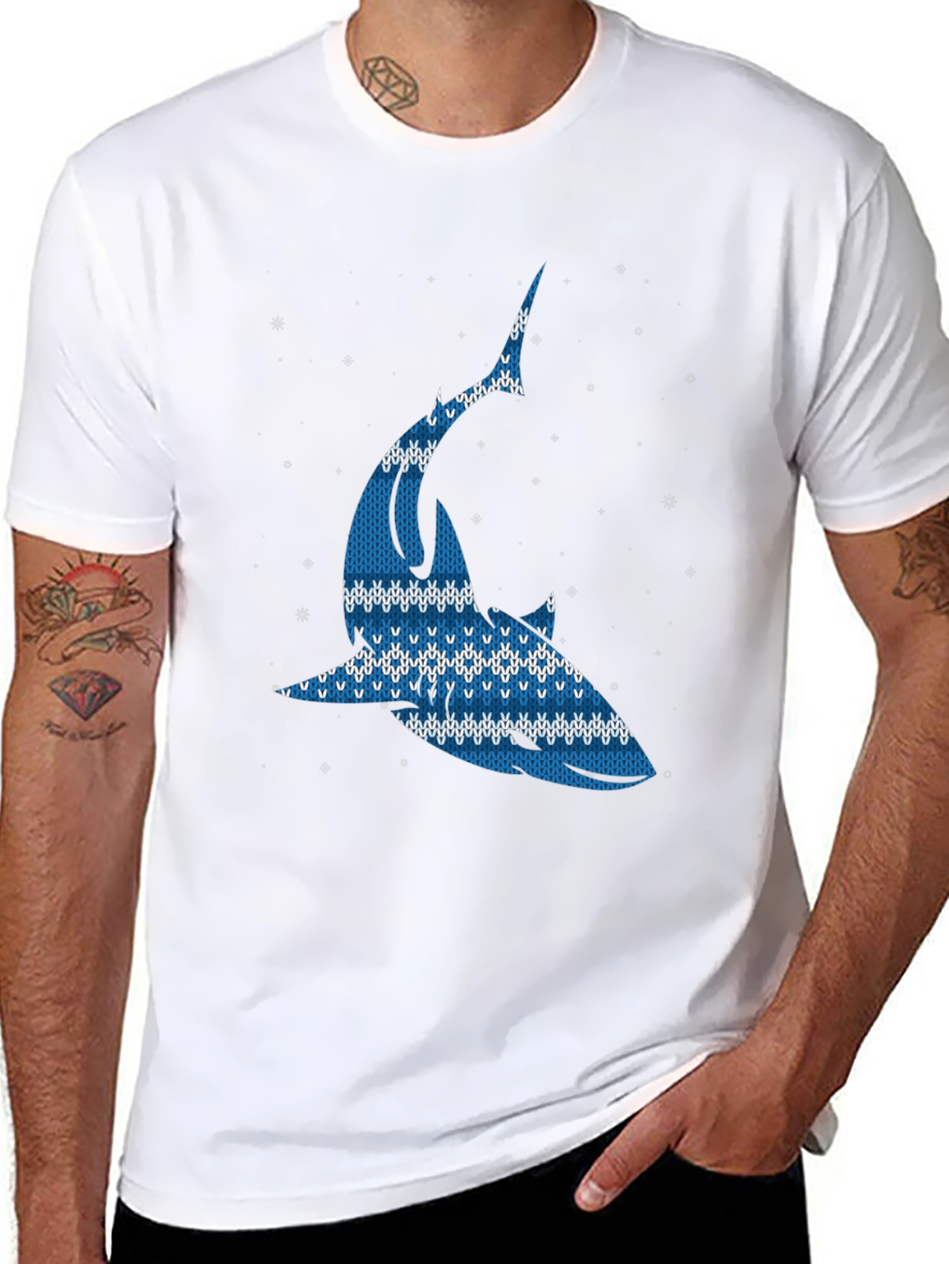 Ugly Christmas Sweater Shark Graphic Tee