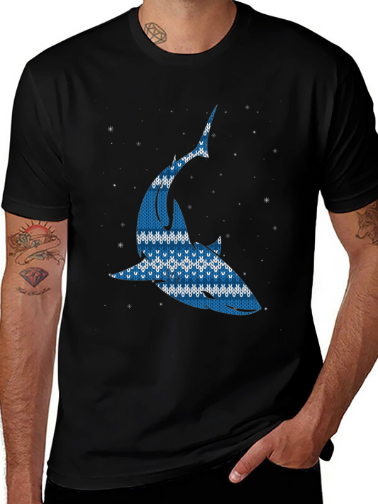Ugly Christmas Sweater Shark Graphic Tee