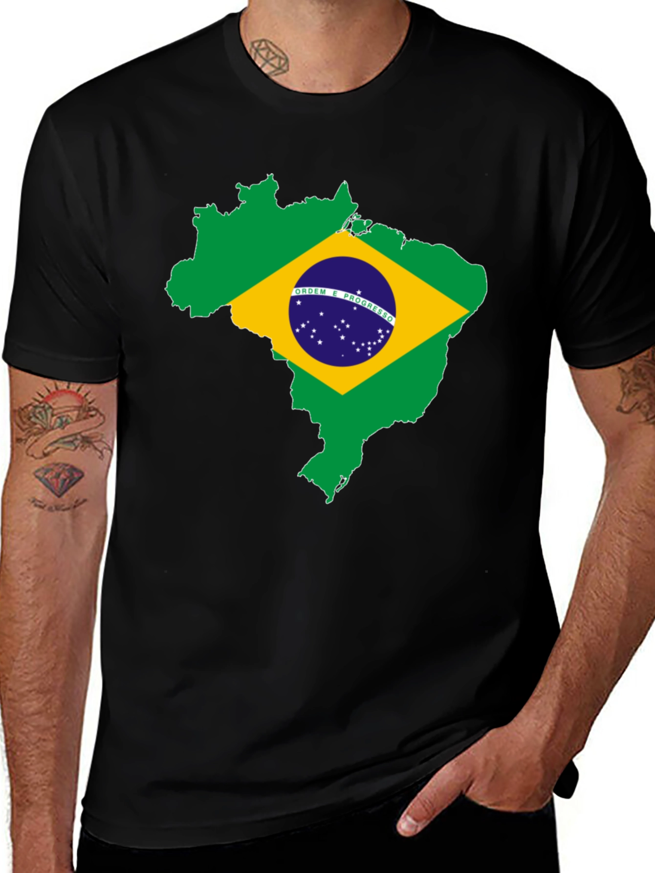 Brazil Flag Map T-Shirt