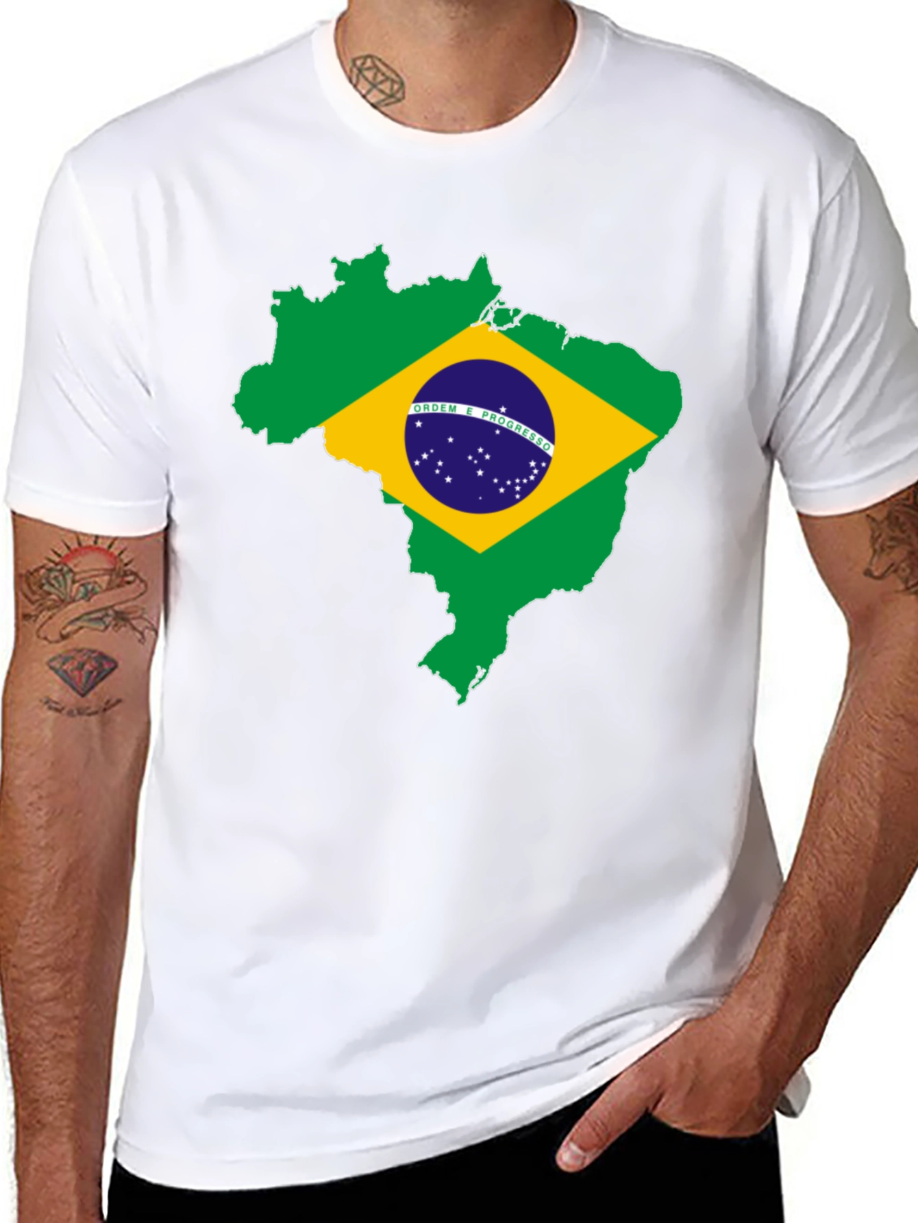 Brazil Flag Map T-Shirt