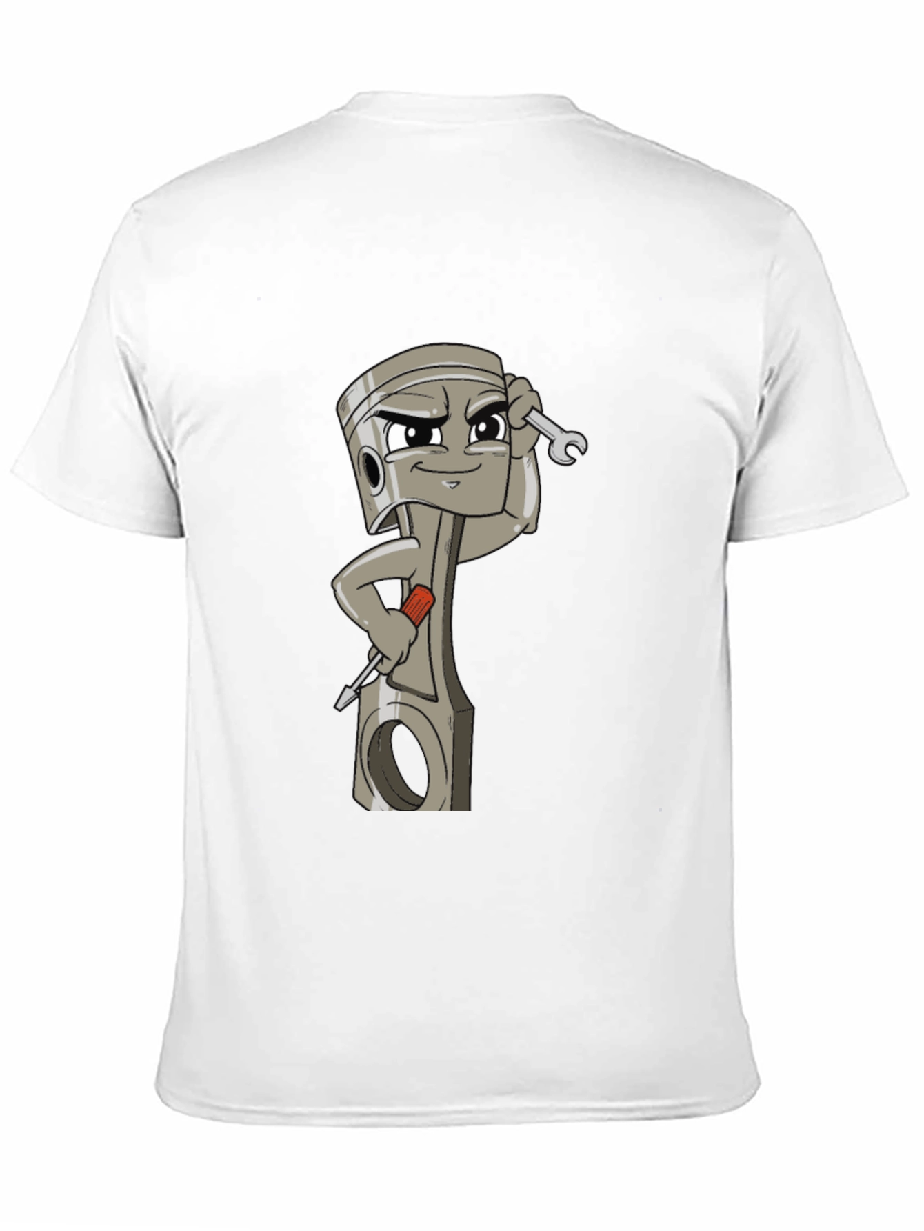 Cool Cartoon Piston Mechanic Black T-Shirt