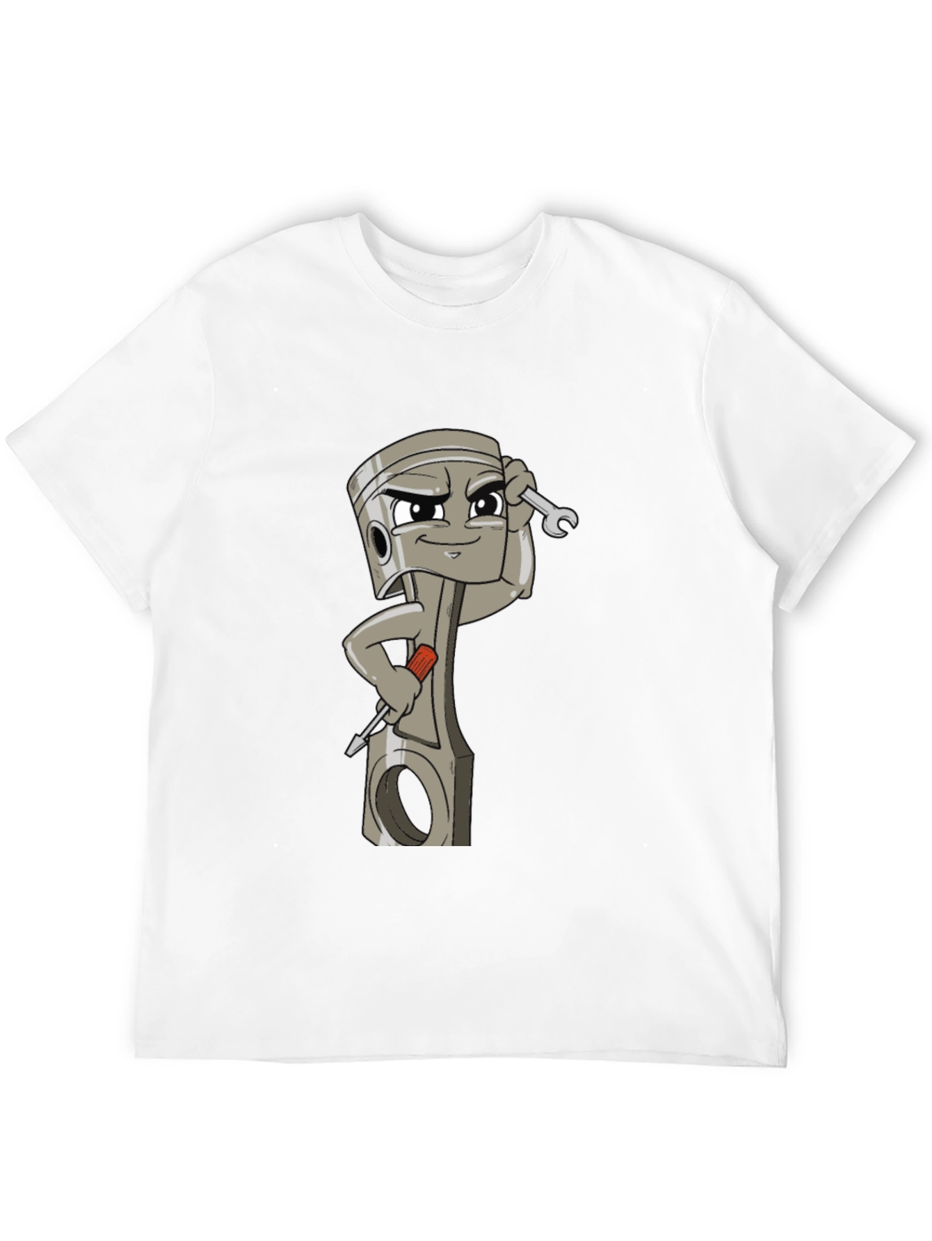 Cool Cartoon Piston Mechanic Black T-Shirt