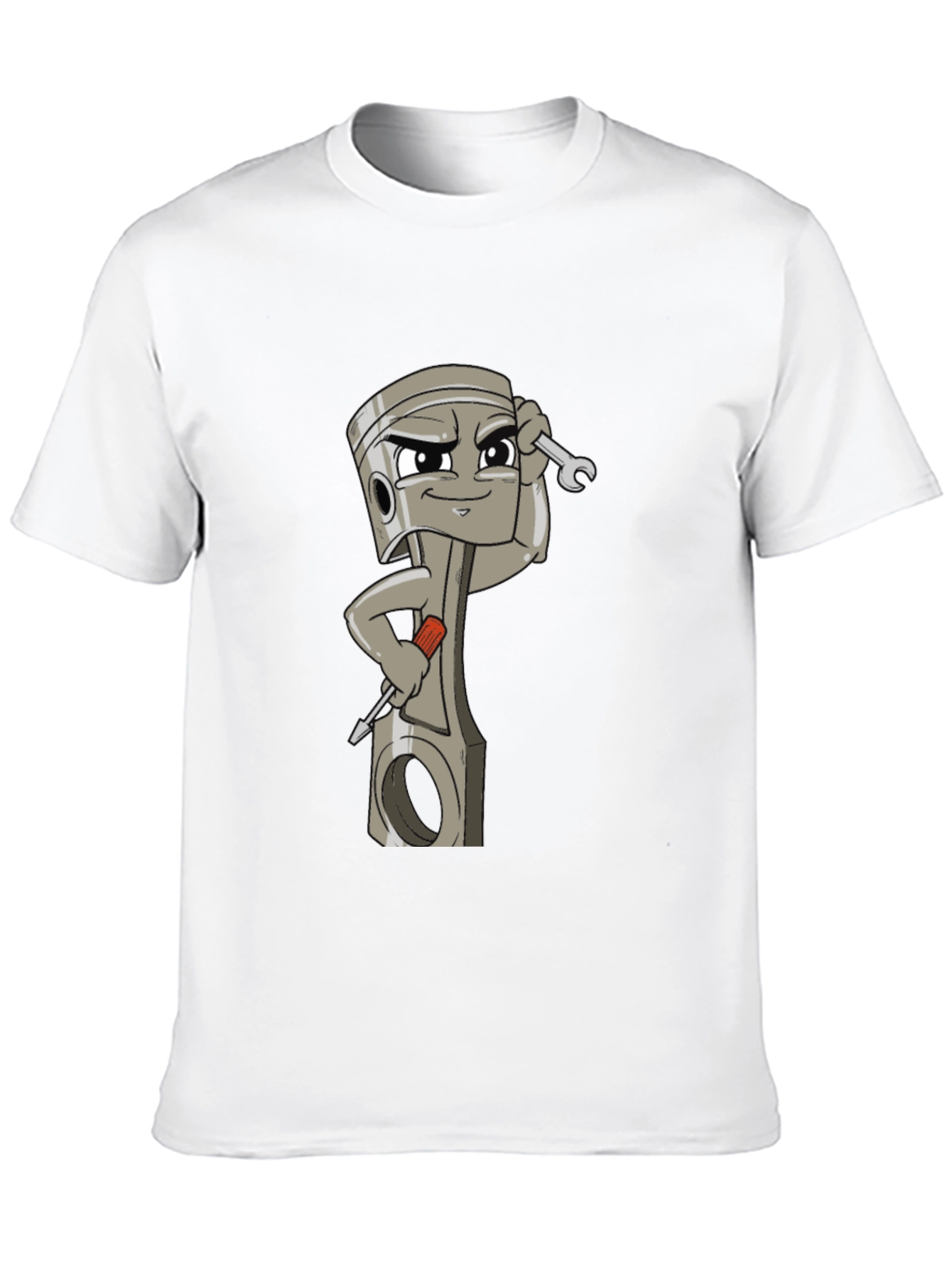 Cool Cartoon Piston Mechanic Black T-Shirt