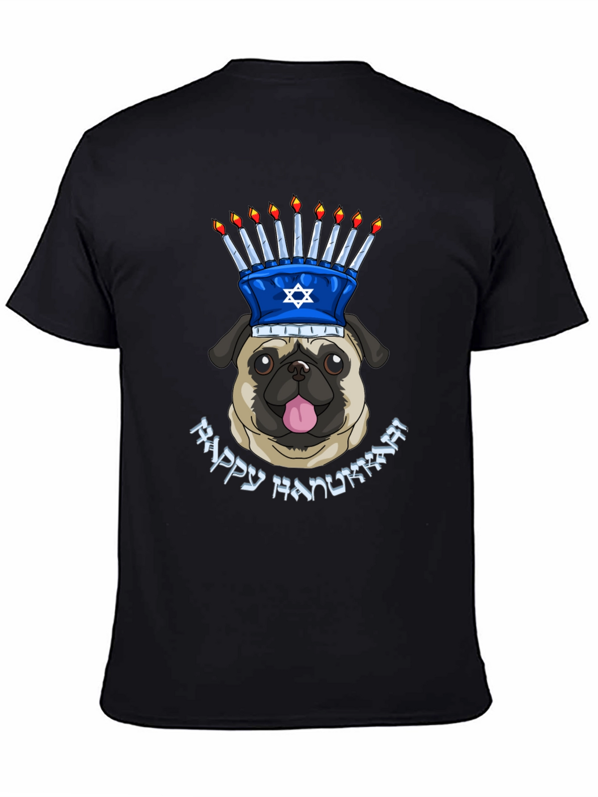 Happy Hanukkah Pug Menorah T-Shirt