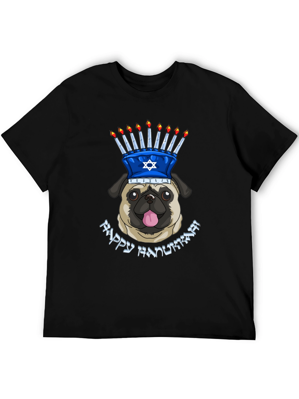 Happy Hanukkah Pug Menorah T-Shirt