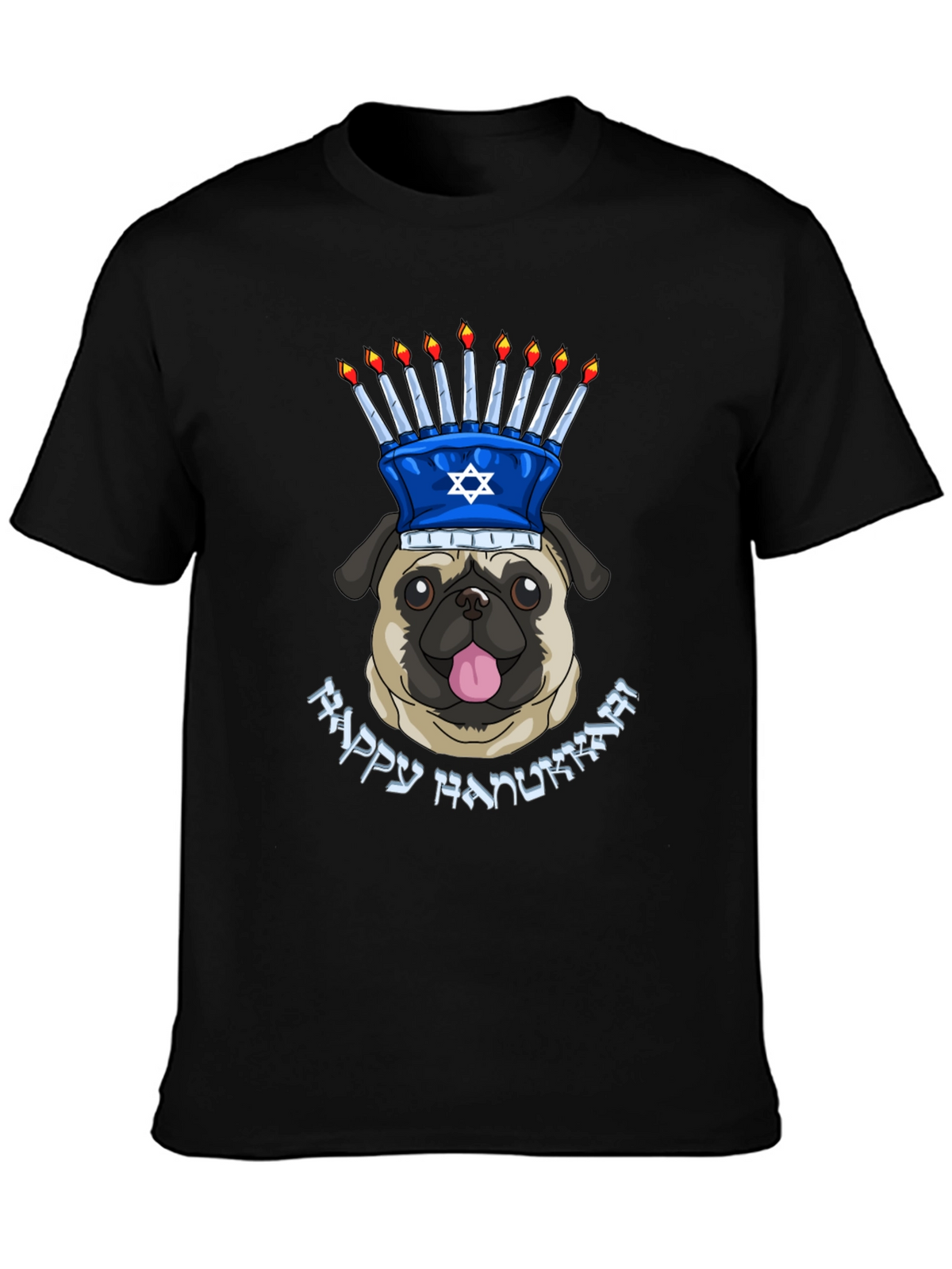 Happy Hanukkah Pug Menorah T-Shirt