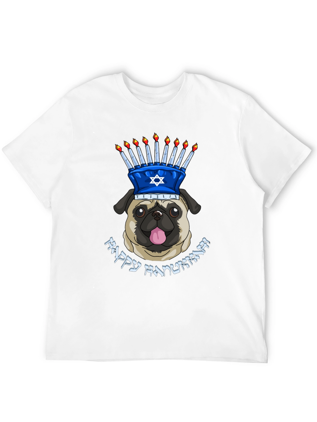 Happy Hanukkah Pug Menorah T-Shirt