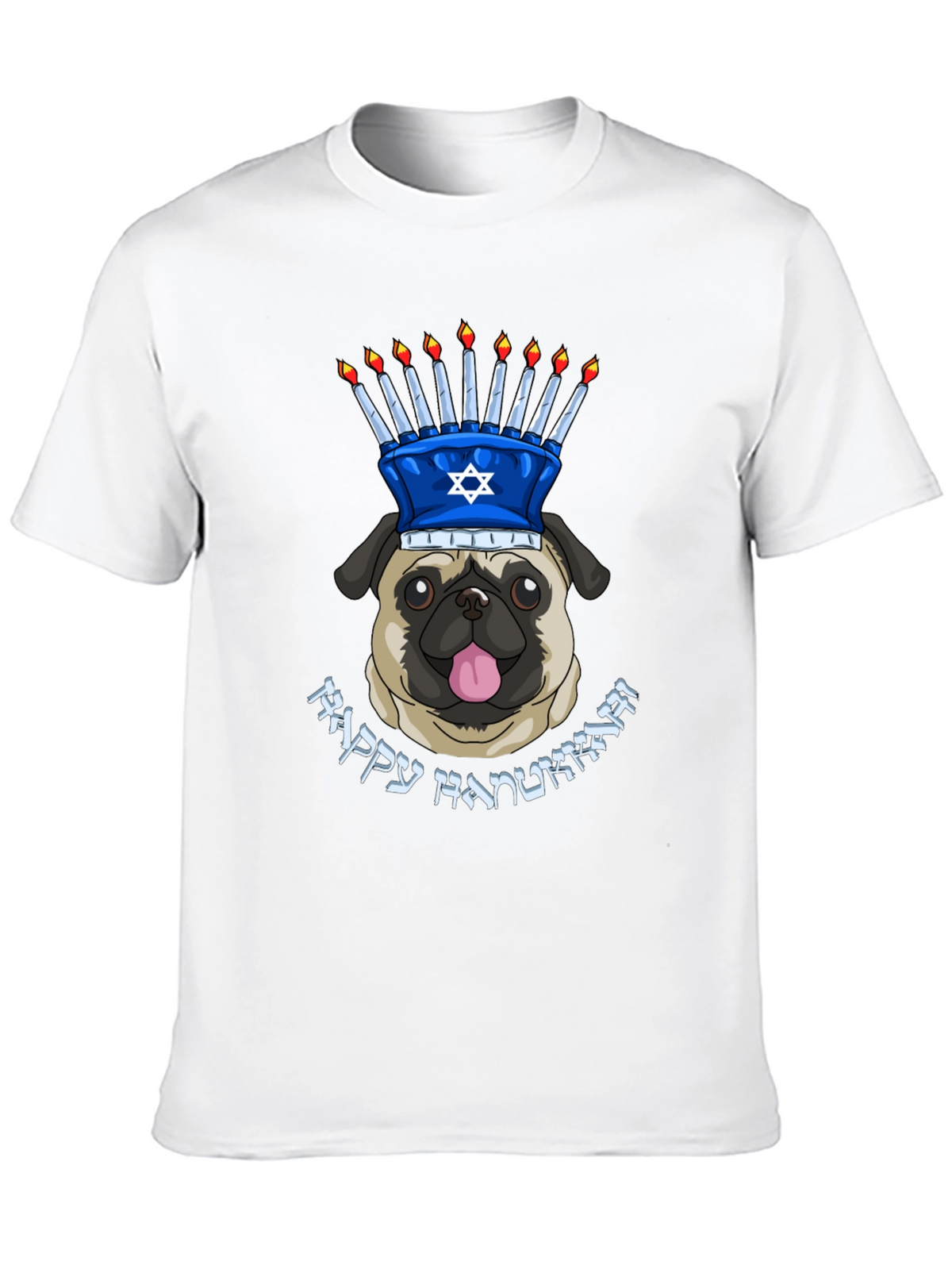 Happy Hanukkah Pug Menorah T-Shirt