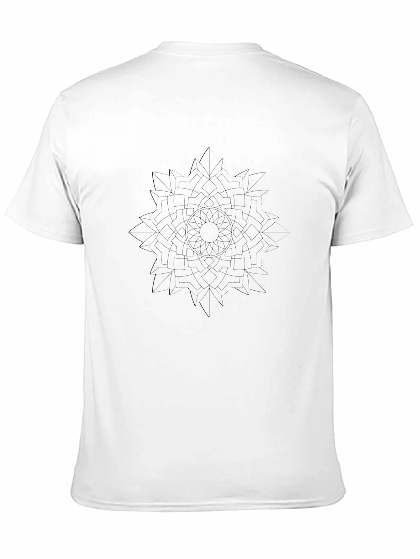 Black T-Shirt with Geometric Mandala Design