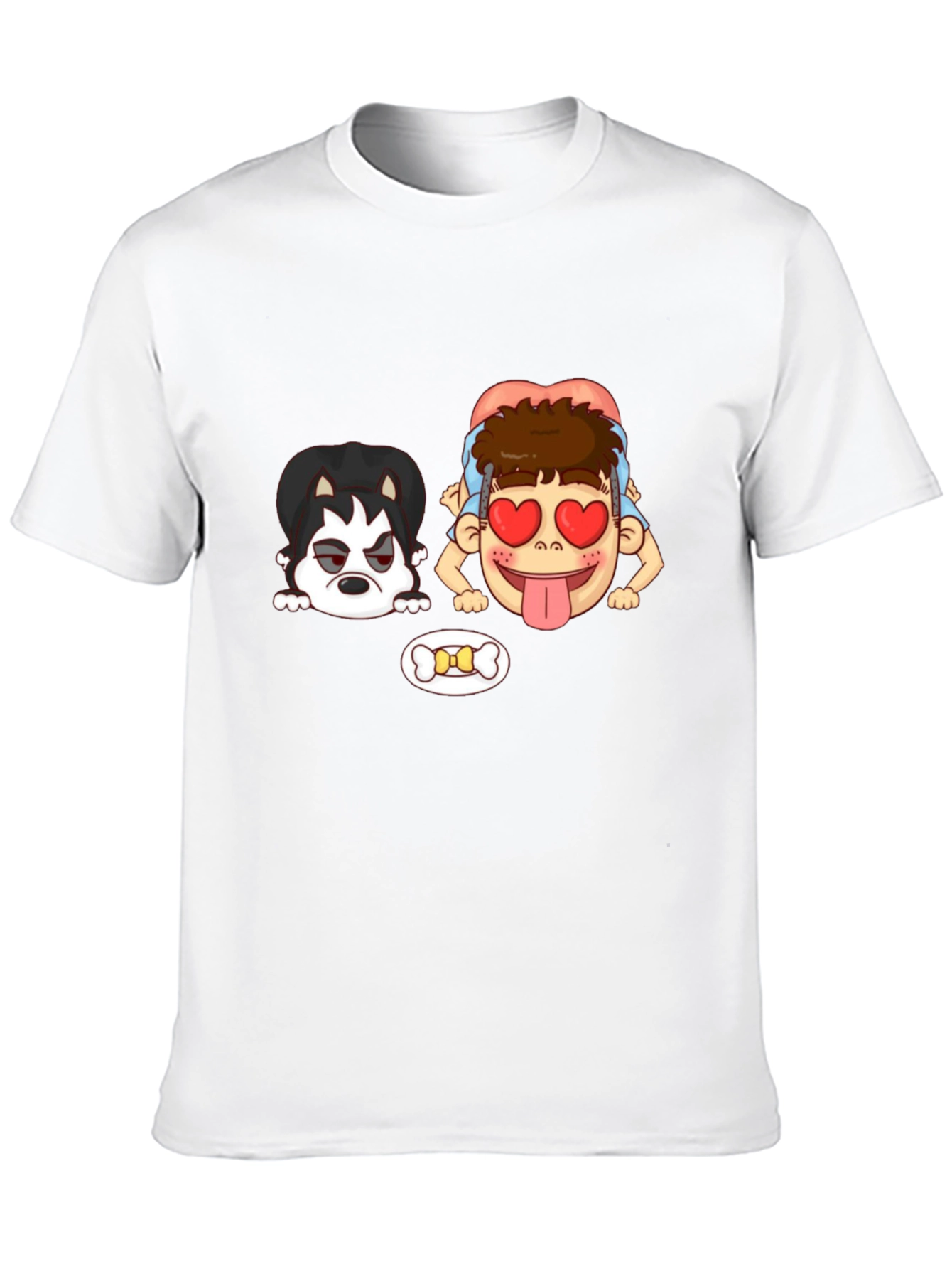 Cartoon Graphic T-Shirt: Dog & Lovesick Boy